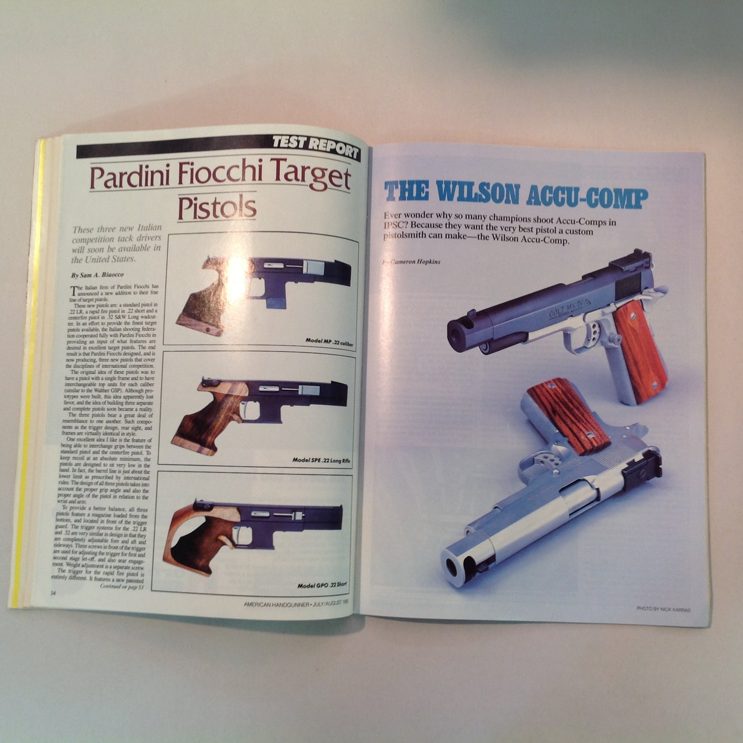 Vintage Jul/Aug 1985 American Handgunner Magazine The Wilson Accu-Comp .32 H&R Magnum Taurus M-66 Handguns of the Safari Club