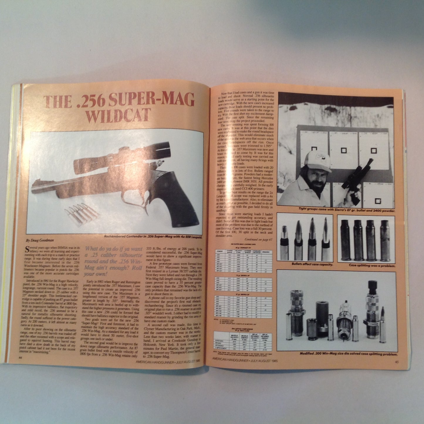 Vintage Jul/Aug 1985 American Handgunner Magazine The Wilson Accu-Comp .32 H&R Magnum Taurus M-66 Handguns of the Safari Club