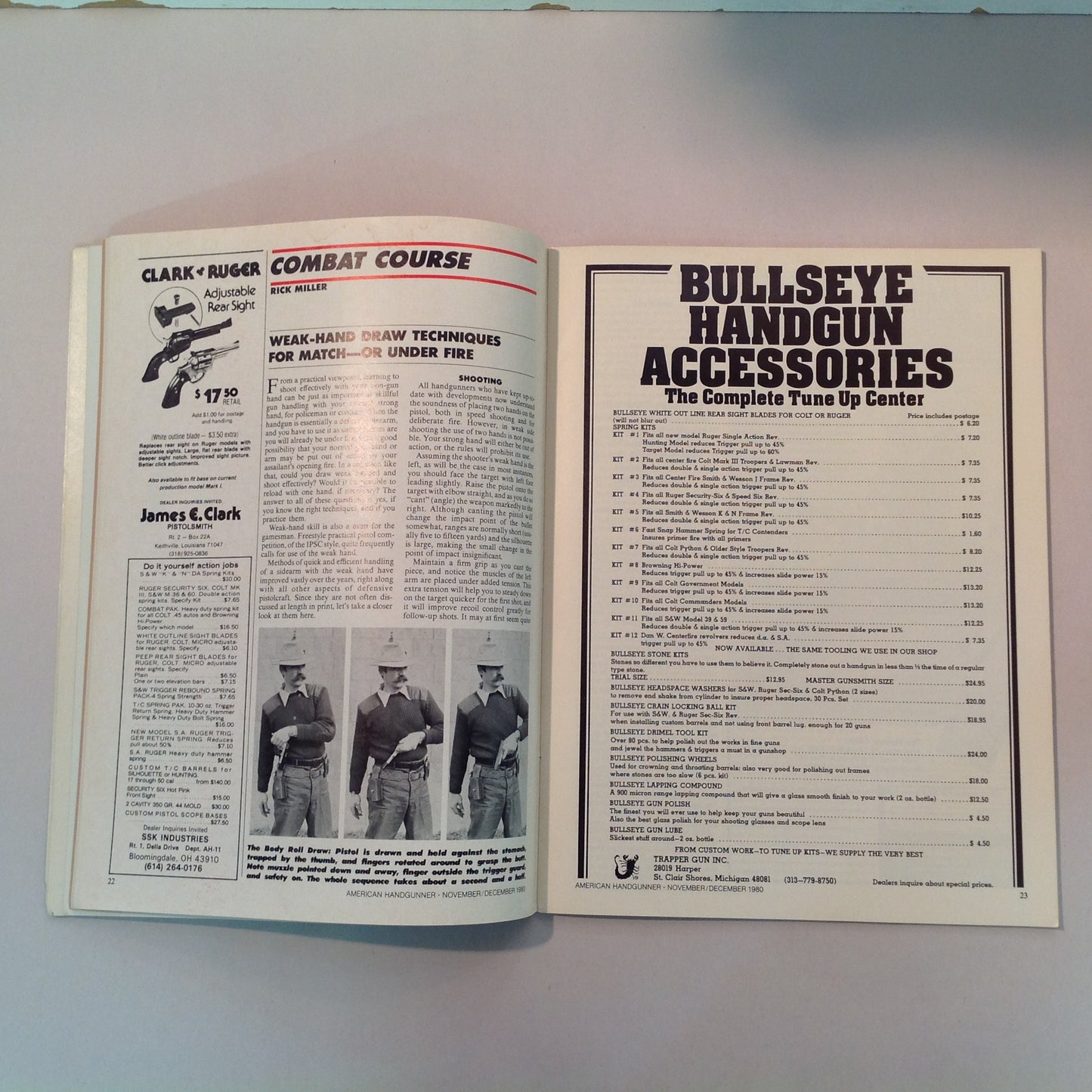 Vintage Nov/Dec 1980 The American Handgunner Magazine 1980 Bianchi Shoot Custom Safari Gun Giveaway