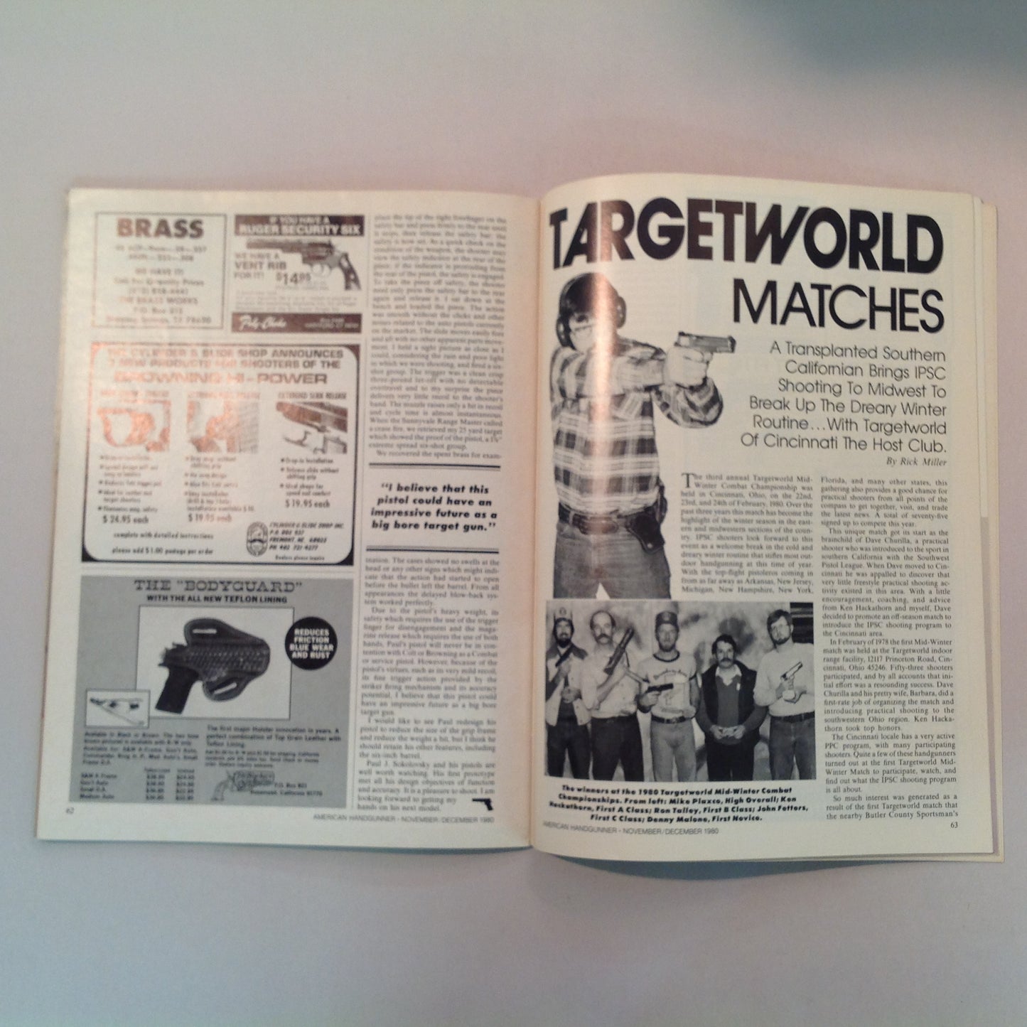 Vintage Nov/Dec 1980 The American Handgunner Magazine 1980 Bianchi Shoot Custom Safari Gun Giveaway