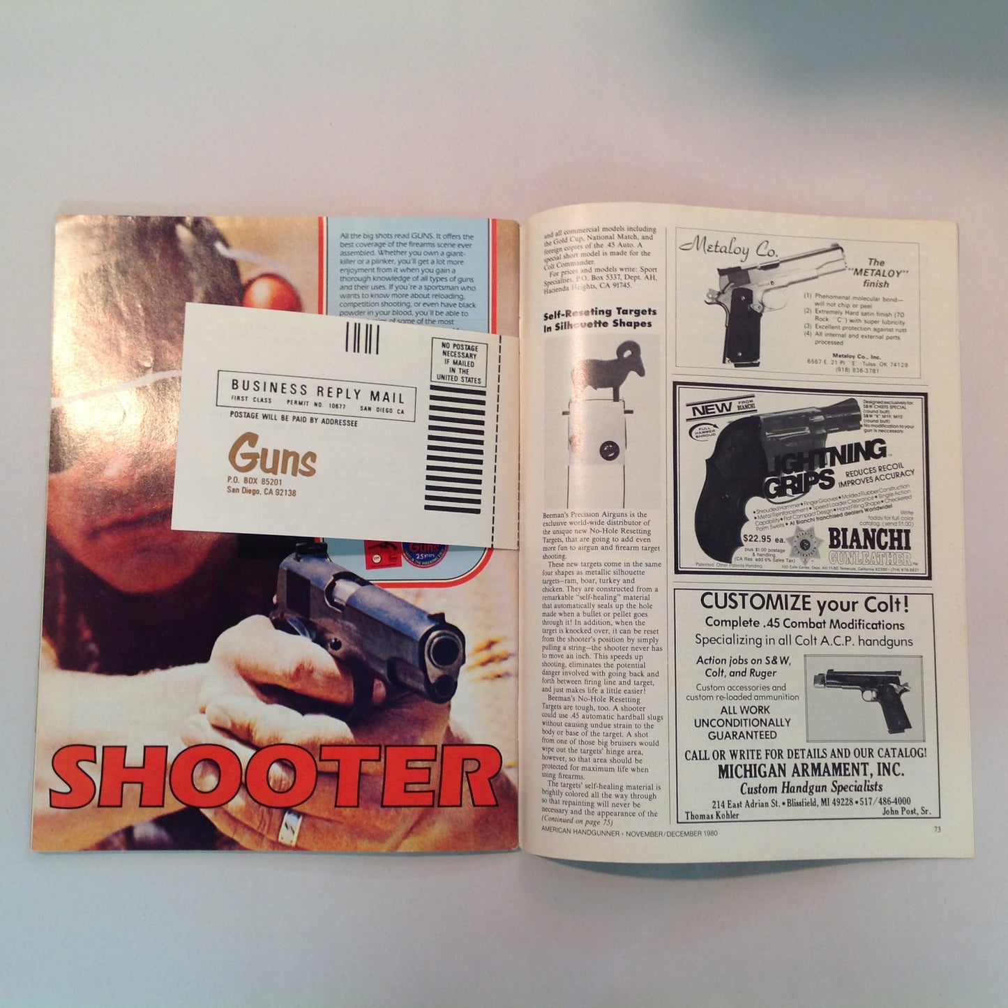 Vintage Nov/Dec 1980 The American Handgunner Magazine 1980 Bianchi Shoot Custom Safari Gun Giveaway