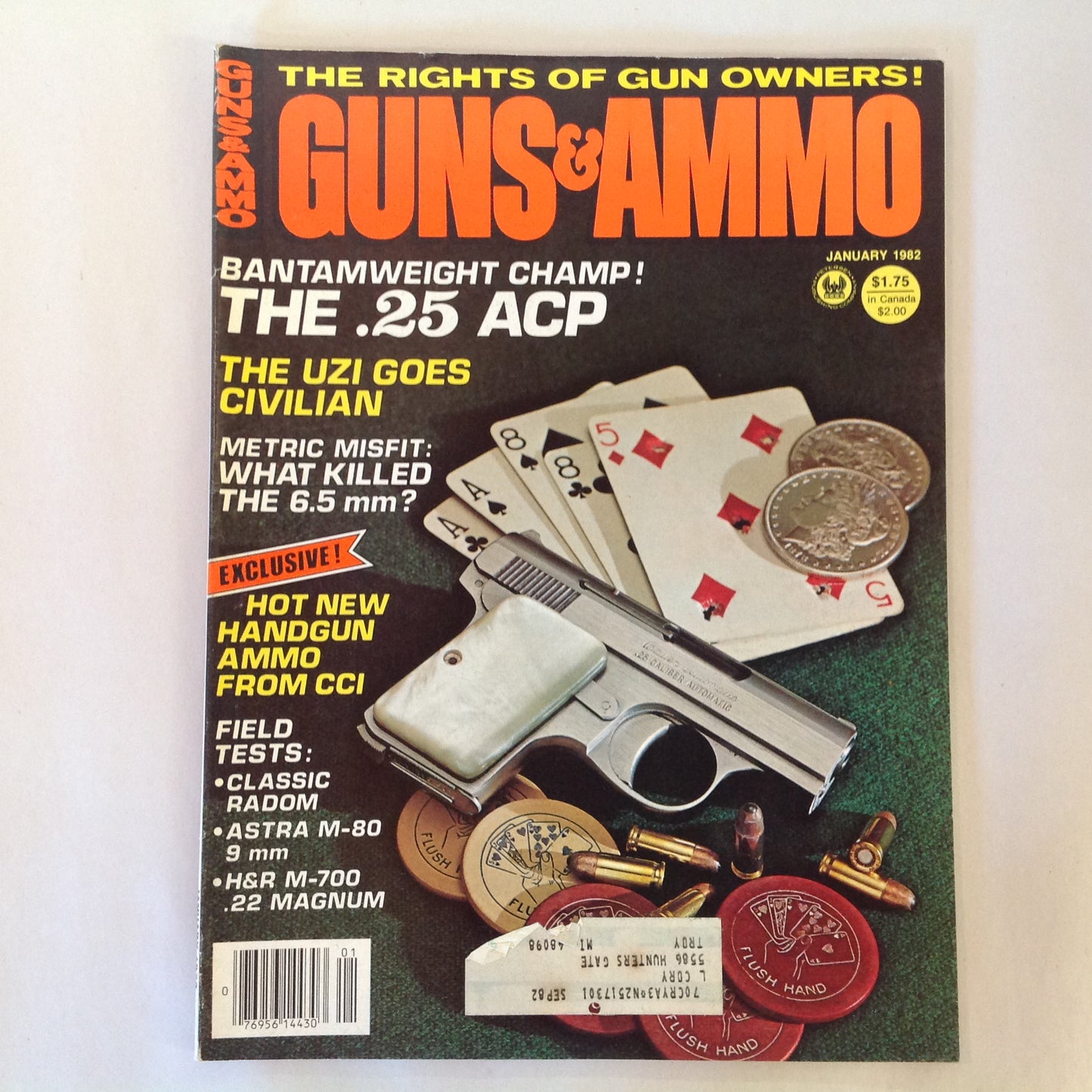 Vintage Jan 1982 Guns & Ammo Magazine .25 ACP Uzi