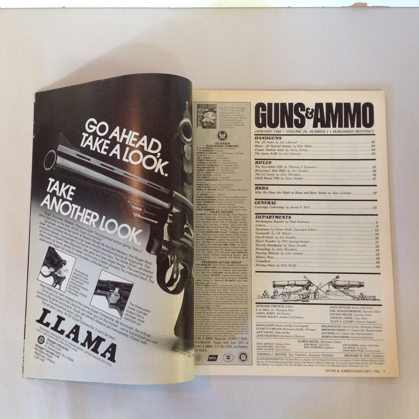 Vintage Jan 1982 Guns & Ammo Magazine .25 ACP Uzi