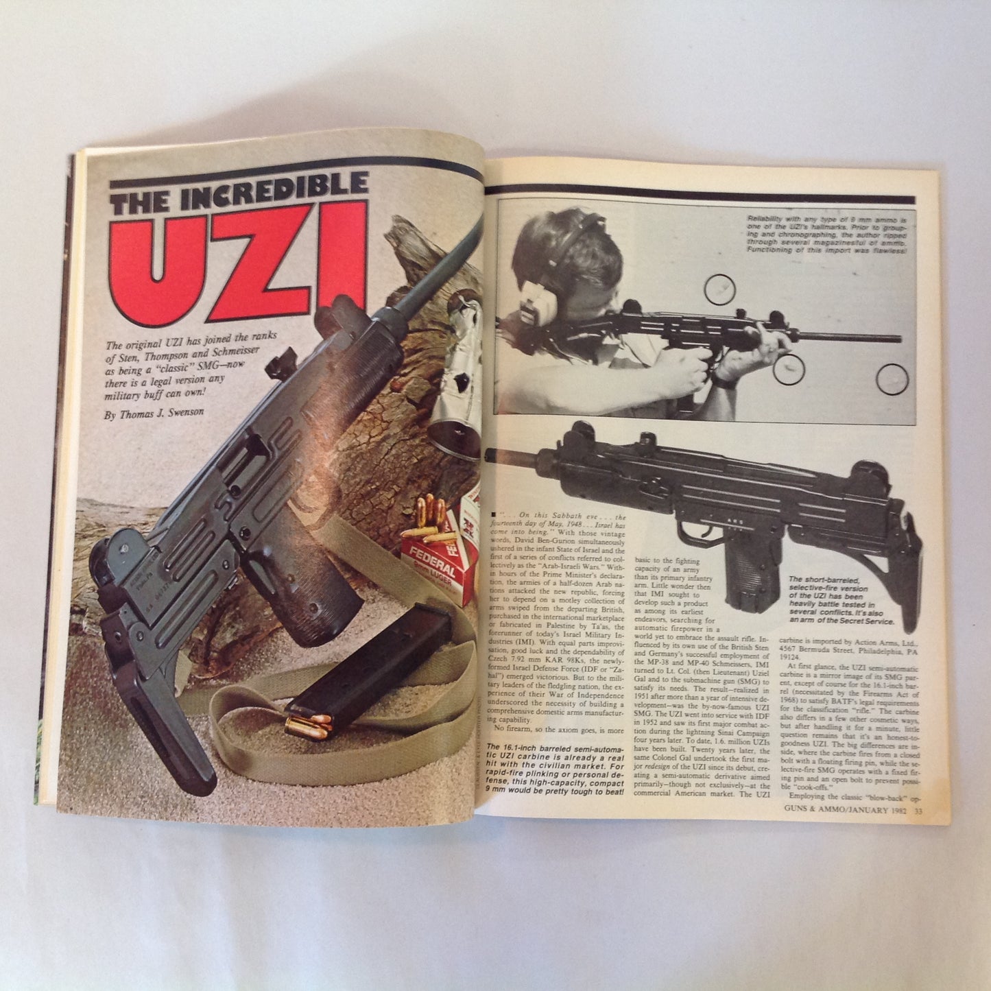 Vintage Jan 1982 Guns & Ammo Magazine .25 ACP Uzi