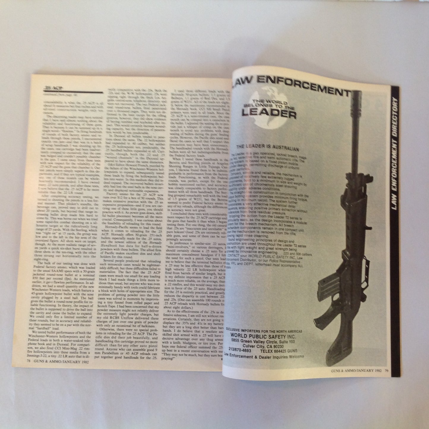 Vintage Jan 1982 Guns & Ammo Magazine .25 ACP Uzi