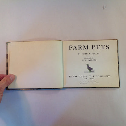 Vintage 1936 Children's Hardcover Farm Pets John Beaty JC Allen Rand McNally Board