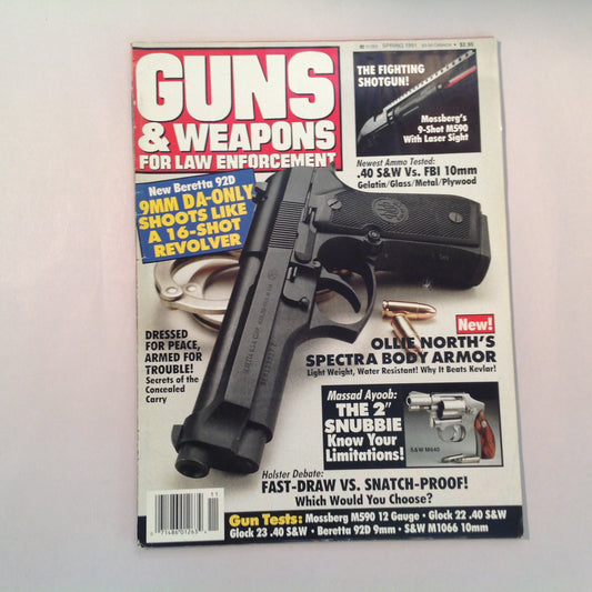 Vintage Spring 1991 Guns & Weapons For Law Enforcement Berretta 92D Mossberg M590 Concealed Carry Secrets Spectra Body Armor S&W M640