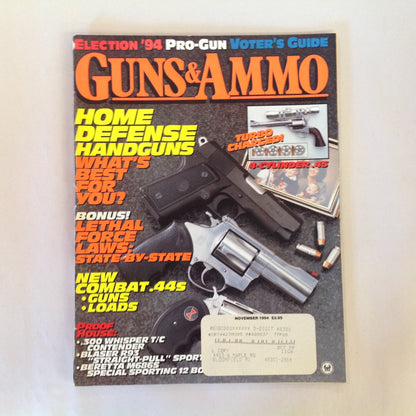 Vintage Nov 1994 Guns & Ammo Magazine Home Defense Handguns