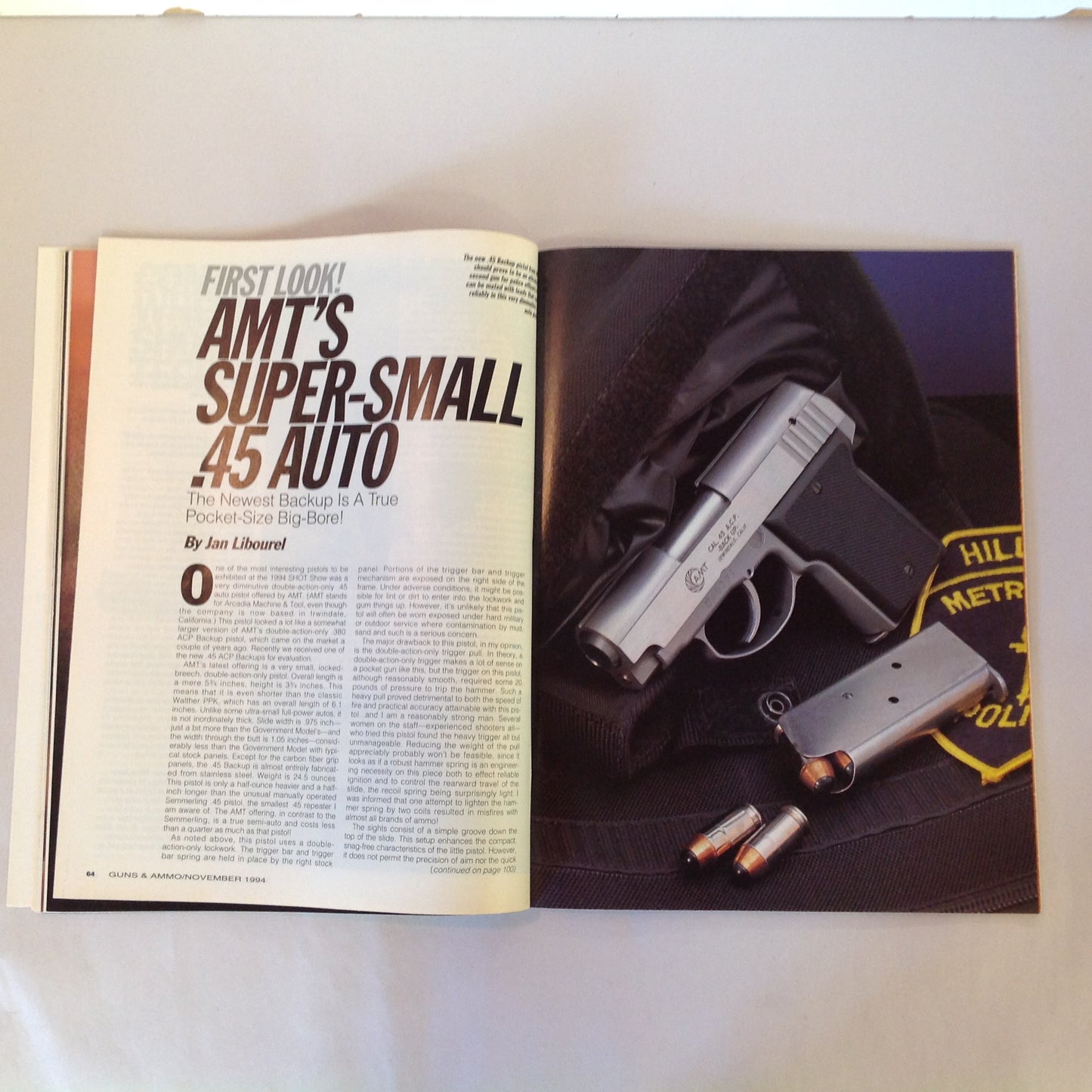 Vintage Nov 1994 Guns & Ammo Magazine Home Defense Handguns