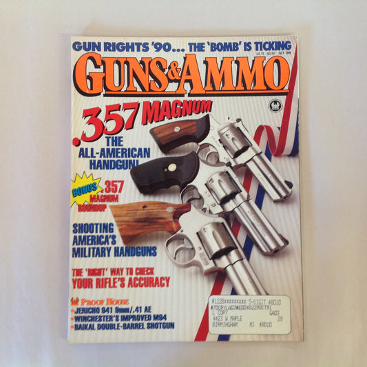 Vintage Jul 1990 Guns & Ammo Magazine .357 Magnum All American Handgun