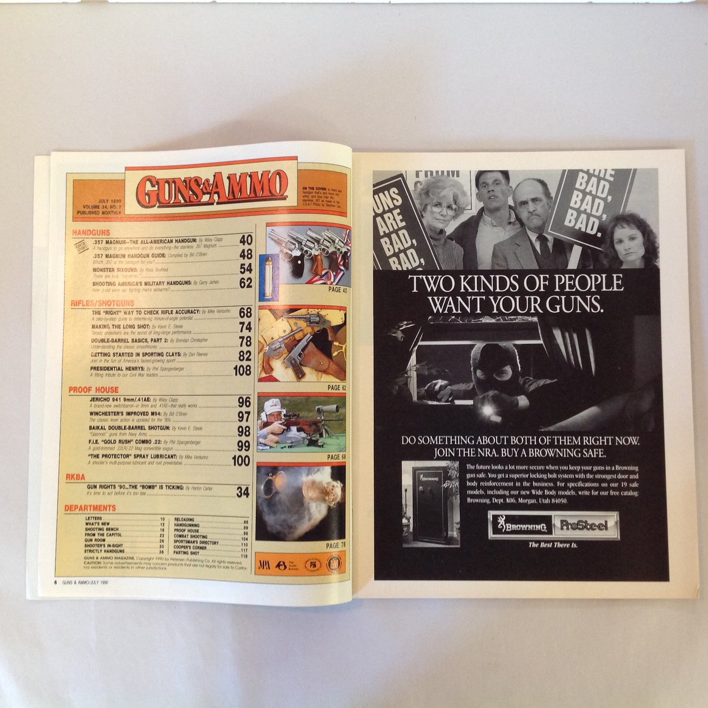 Vintage Jul 1990 Guns & Ammo Magazine .357 Magnum All American Handgun