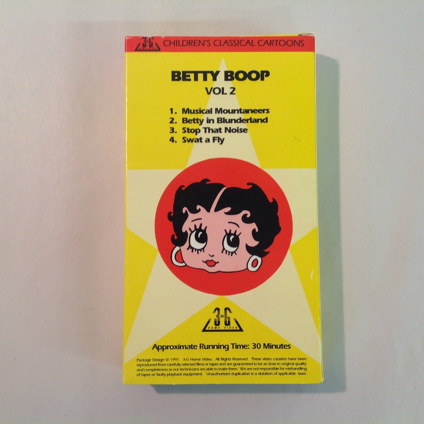 Vintage 1991 3-G Home Video VHS Cassette Children's Classical Cartoons: Betty Boop Vol. 2