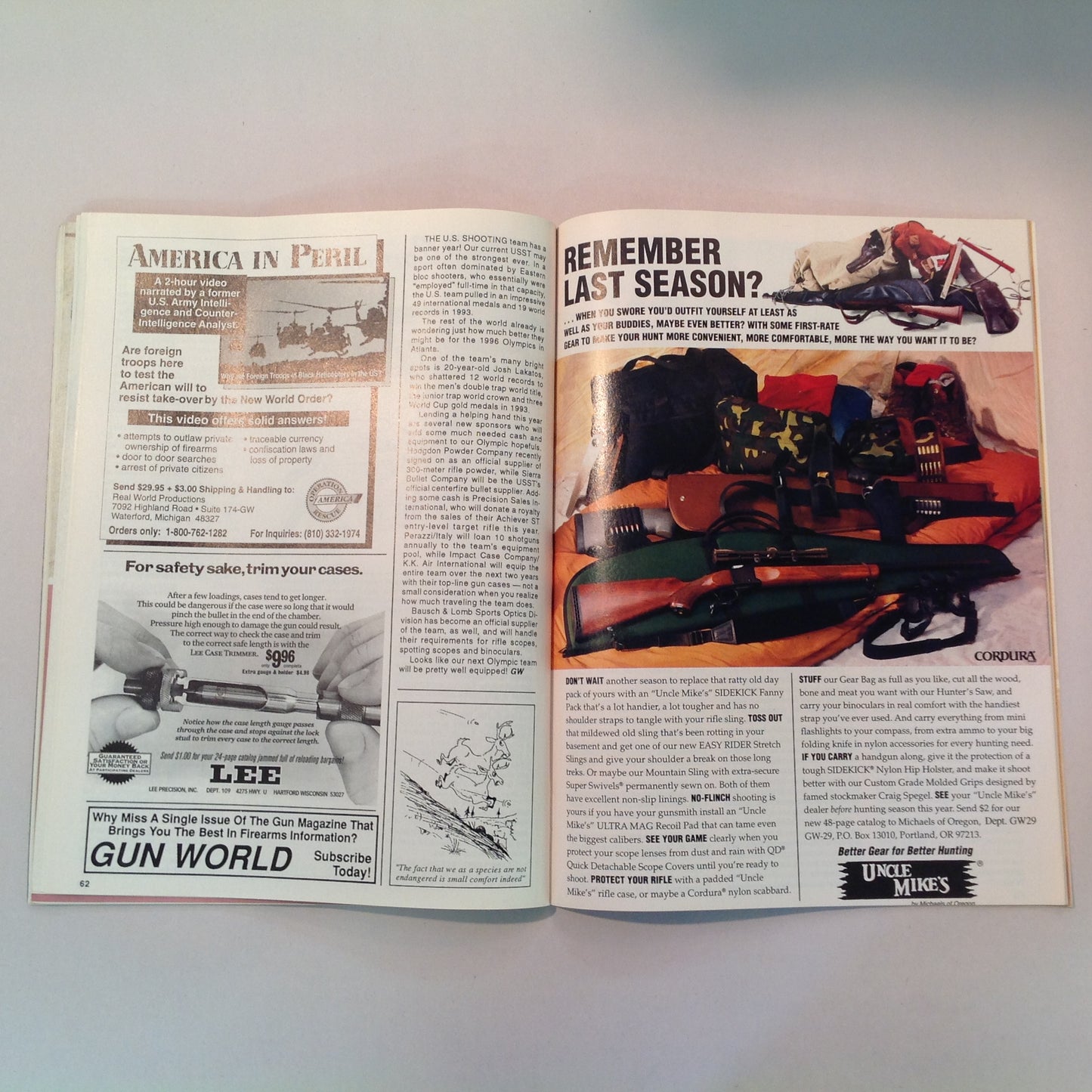 Vintage Sep 1994 Gun World Magazine New Rugers Browning's .410 Pump Japan's Arisaka .50 AE Grizzly Action Shooting Ken Hoy Custom Skinner