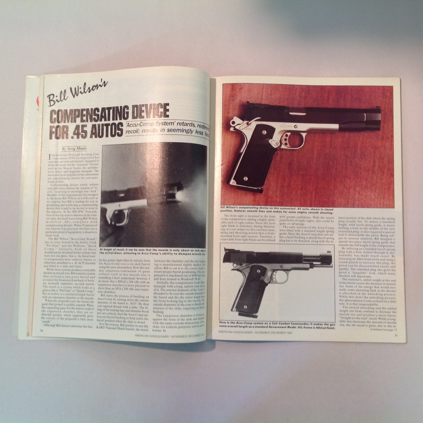 Vintage Nov/Dec 1982 American Handgunner Magazine CCI Blazer Ammo T/C Contender Sojolovsky .45 Fowler Wins Bianchi Cup Again
