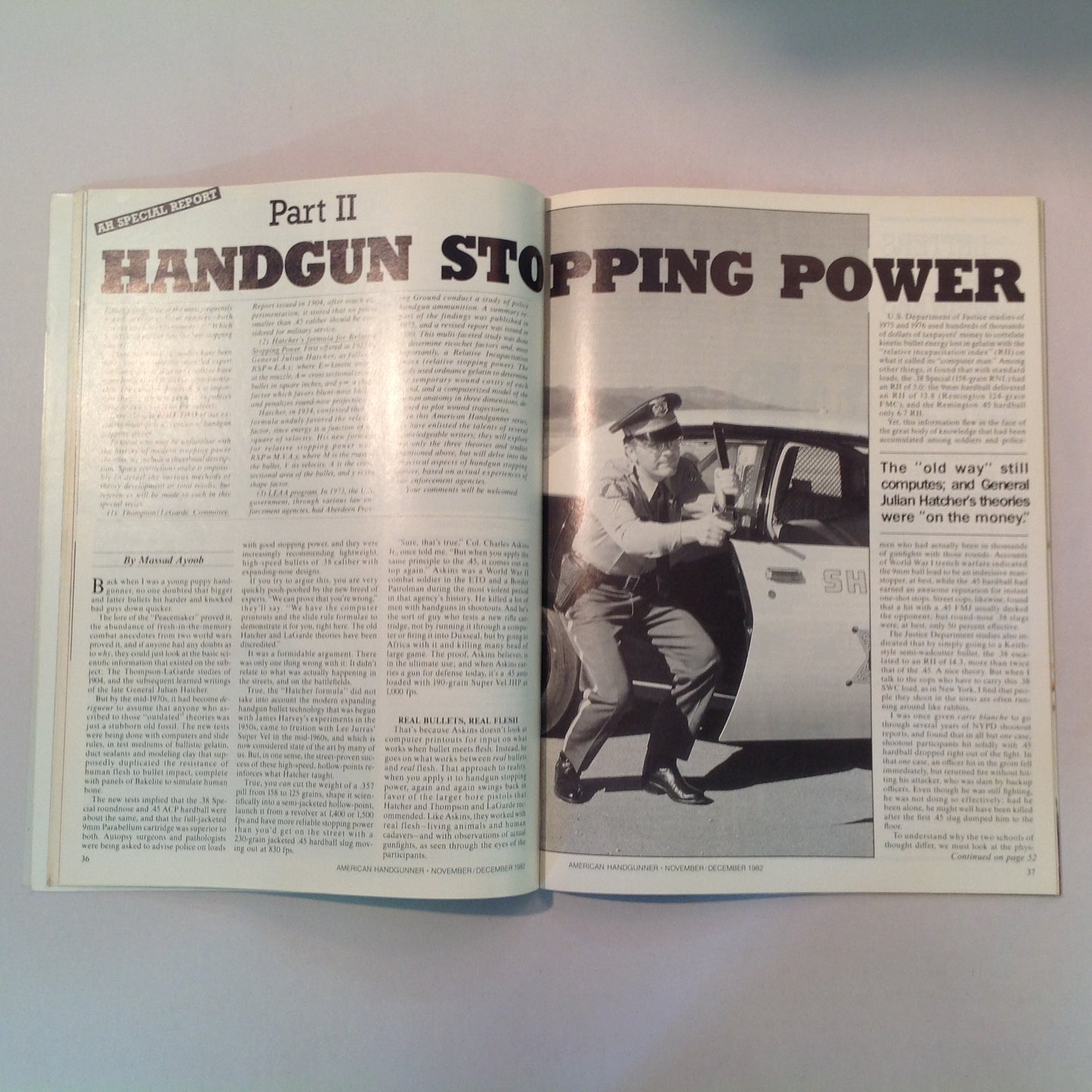 Vintage Nov/Dec 1982 American Handgunner Magazine CCI Blazer Ammo T/C Contender Sojolovsky .45 Fowler Wins Bianchi Cup Again