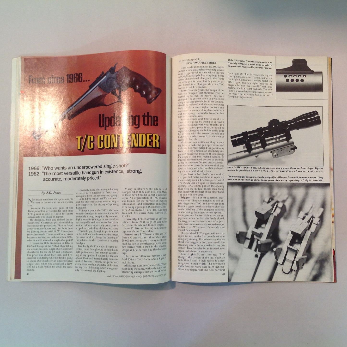 Vintage Nov/Dec 1982 American Handgunner Magazine CCI Blazer Ammo T/C Contender Sojolovsky .45 Fowler Wins Bianchi Cup Again