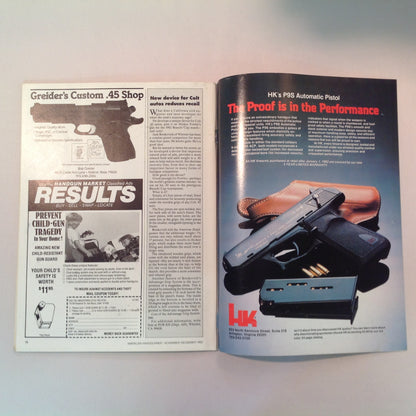 Vintage Nov/Dec 1982 American Handgunner Magazine CCI Blazer Ammo T/C Contender Sojolovsky .45 Fowler Wins Bianchi Cup Again