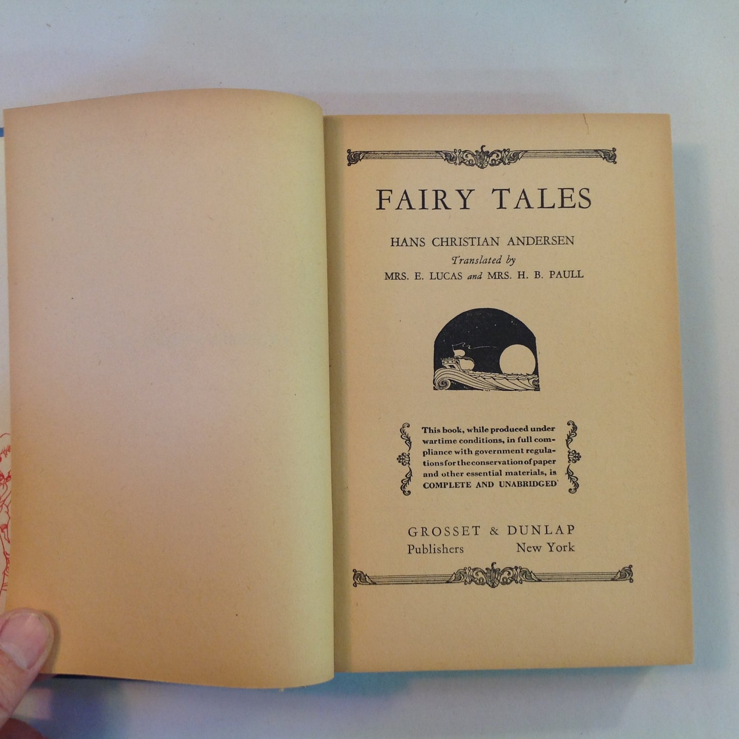 Vintage 1943 Hardcover Andersen's Fairy Tales Hans Christian Andersen