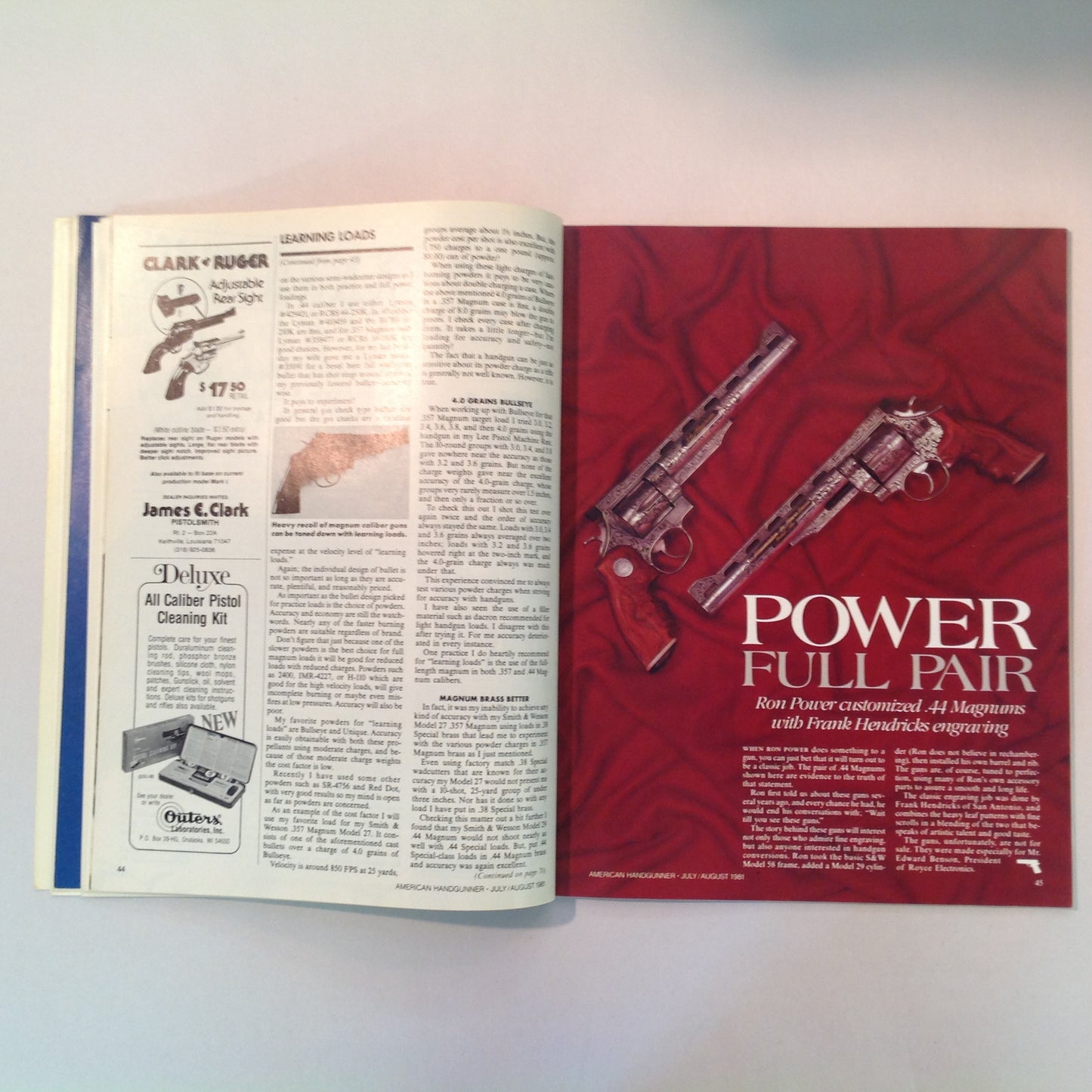 Vintage Jul/Aug 1981 American Handgunner Magazine .44 Magnums 9mm Revolvers 1981 Leathergoods Directory