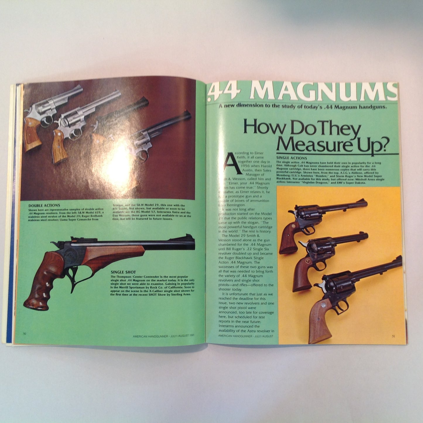 Vintage Jul/Aug 1981 American Handgunner Magazine .44 Magnums 9mm Revolvers 1981 Leathergoods Directory
