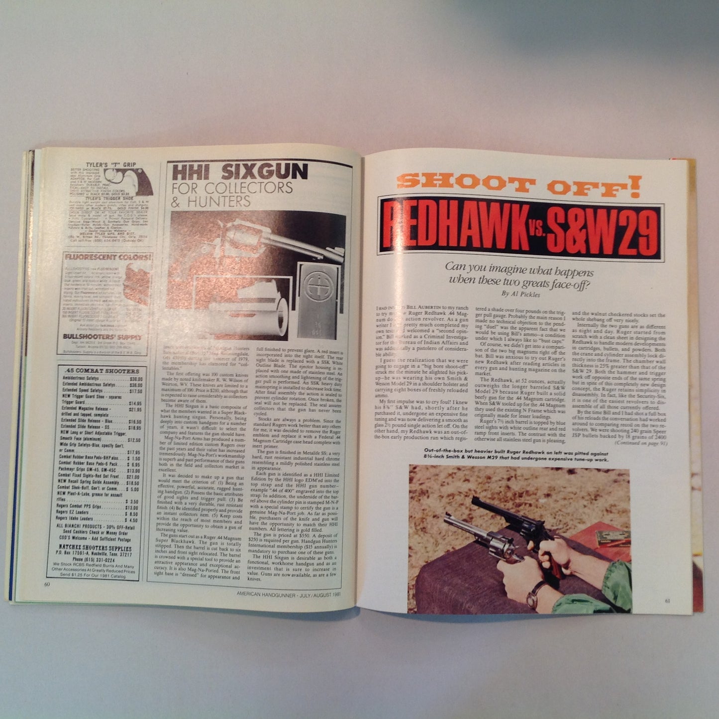 Vintage Jul/Aug 1981 American Handgunner Magazine .44 Magnums 9mm Revolvers 1981 Leathergoods Directory