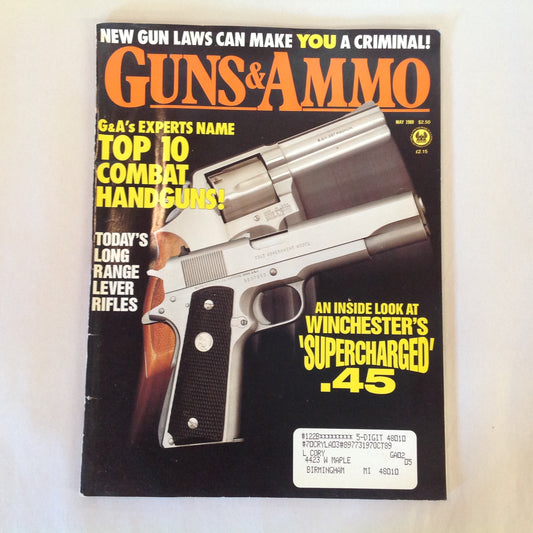 Vintage May 1989 Guns & Ammo Magazine Top 10 Combat Handguns Supercharged .45