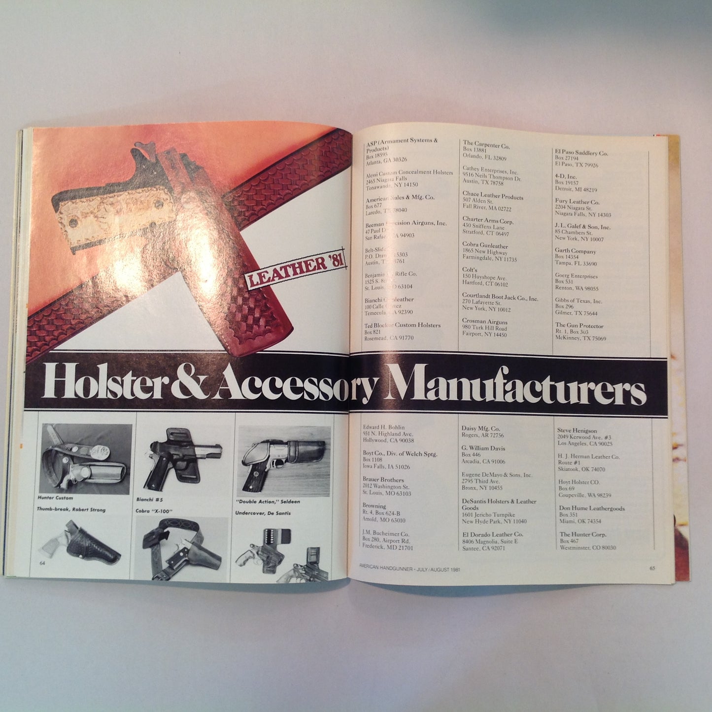 Vintage Jul/Aug 1981 American Handgunner Magazine .44 Magnums 9mm Revolvers 1981 Leathergoods Directory