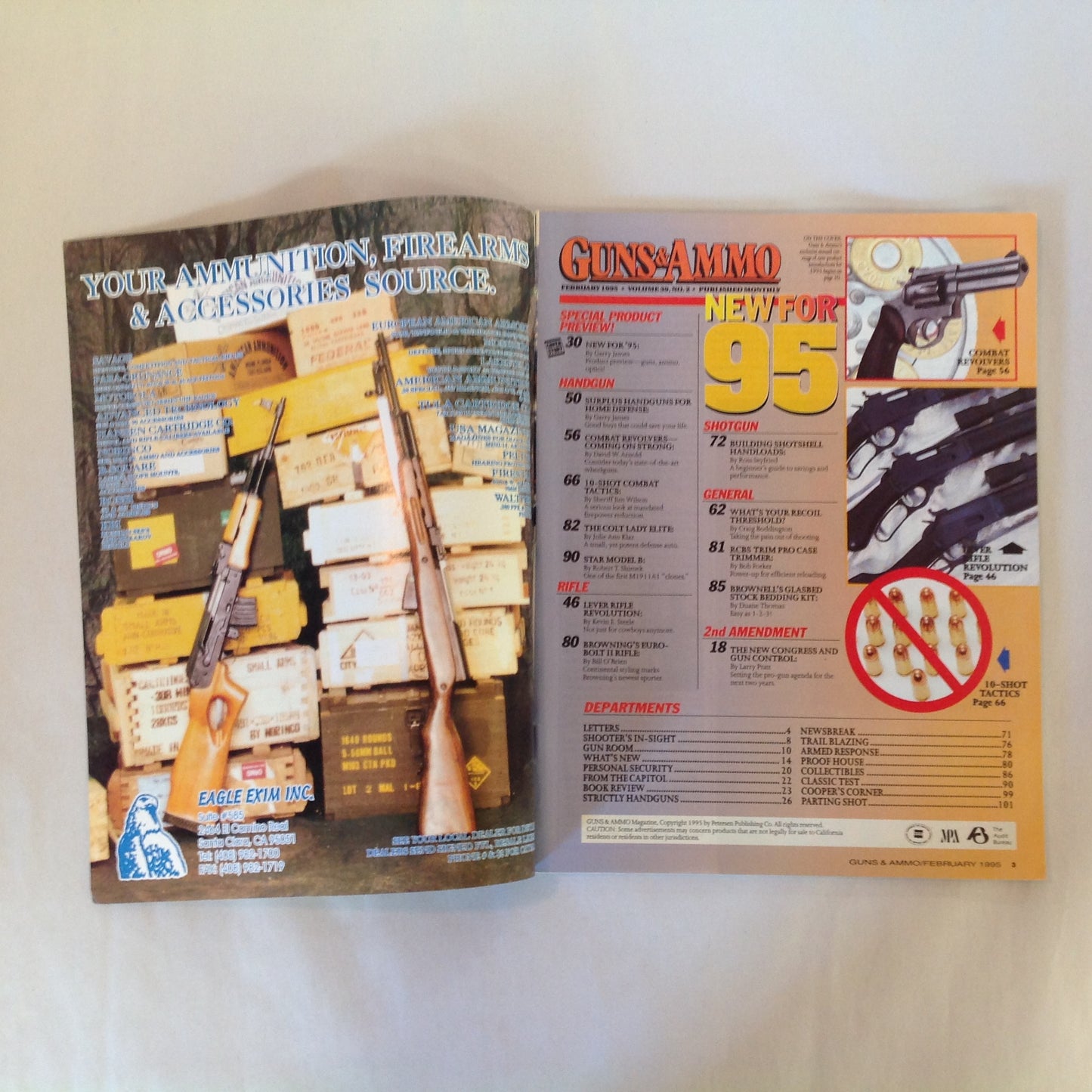 Vintage Feb 1995 Guns & Ammo Magazine New for 95 Preview Issue
