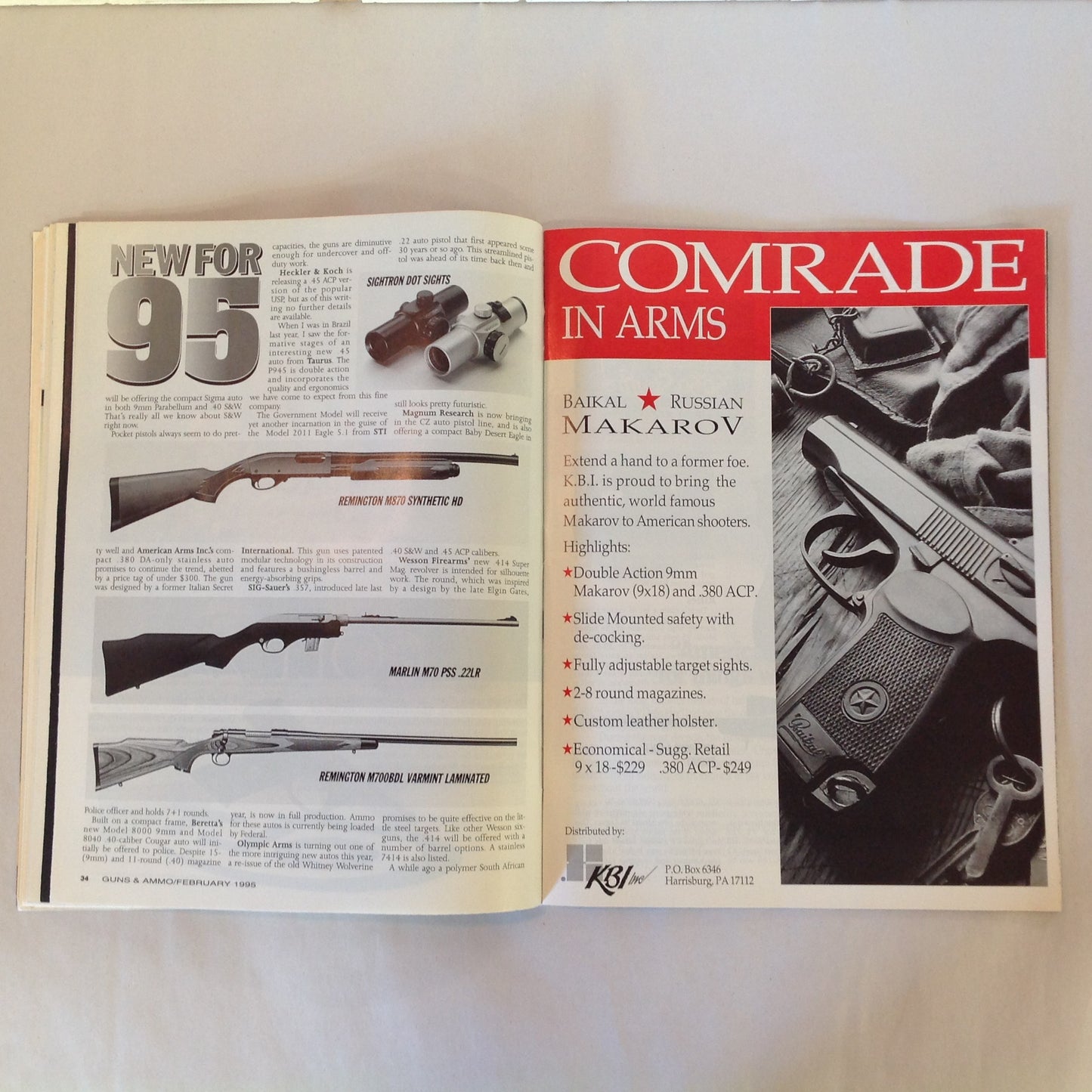 Vintage Feb 1995 Guns & Ammo Magazine New for 95 Preview Issue