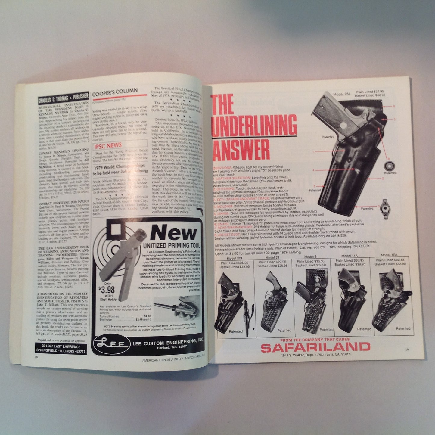 Vintage Mar/Apr 1979 The American Handgunner Magazine IPS National Championships IHMS 1978 Internationals Single Action Revolvers Colt's S.A.A. William B Ruger Interview