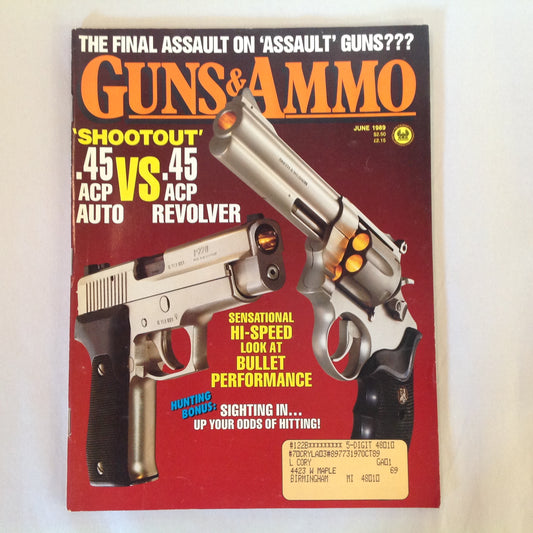 Vintage Jun 1989 Guns & Ammo Magazine Shootout .45 ACP Auto Vs .45 ACP Revolver