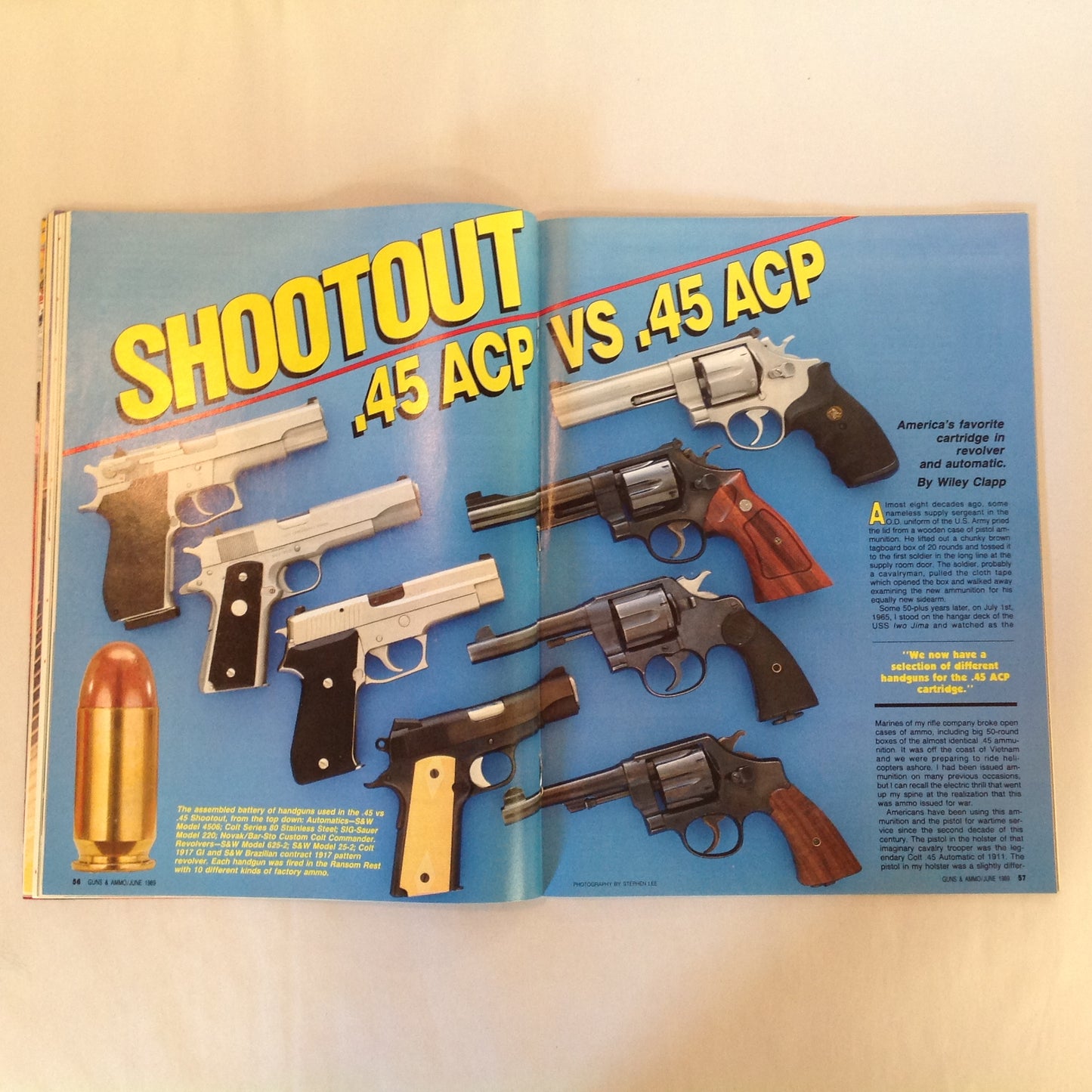 Vintage Jun 1989 Guns & Ammo Magazine Shootout .45 ACP Auto Vs .45 ACP Revolver