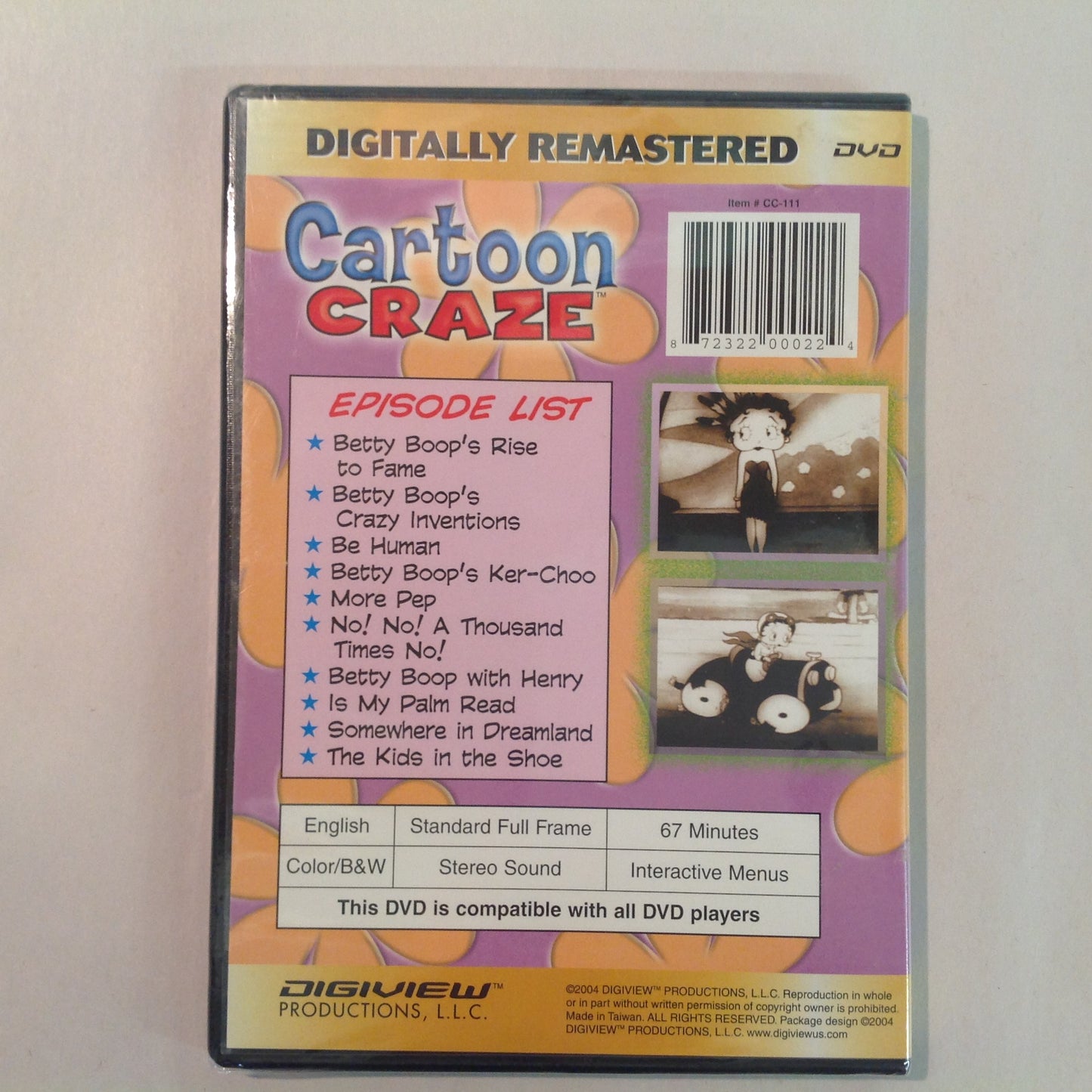 Vintage 2004 Digiview Productions DVD Cartoon Craze: Betty Boop and Friends: Somewhere in Dreamland Sealed