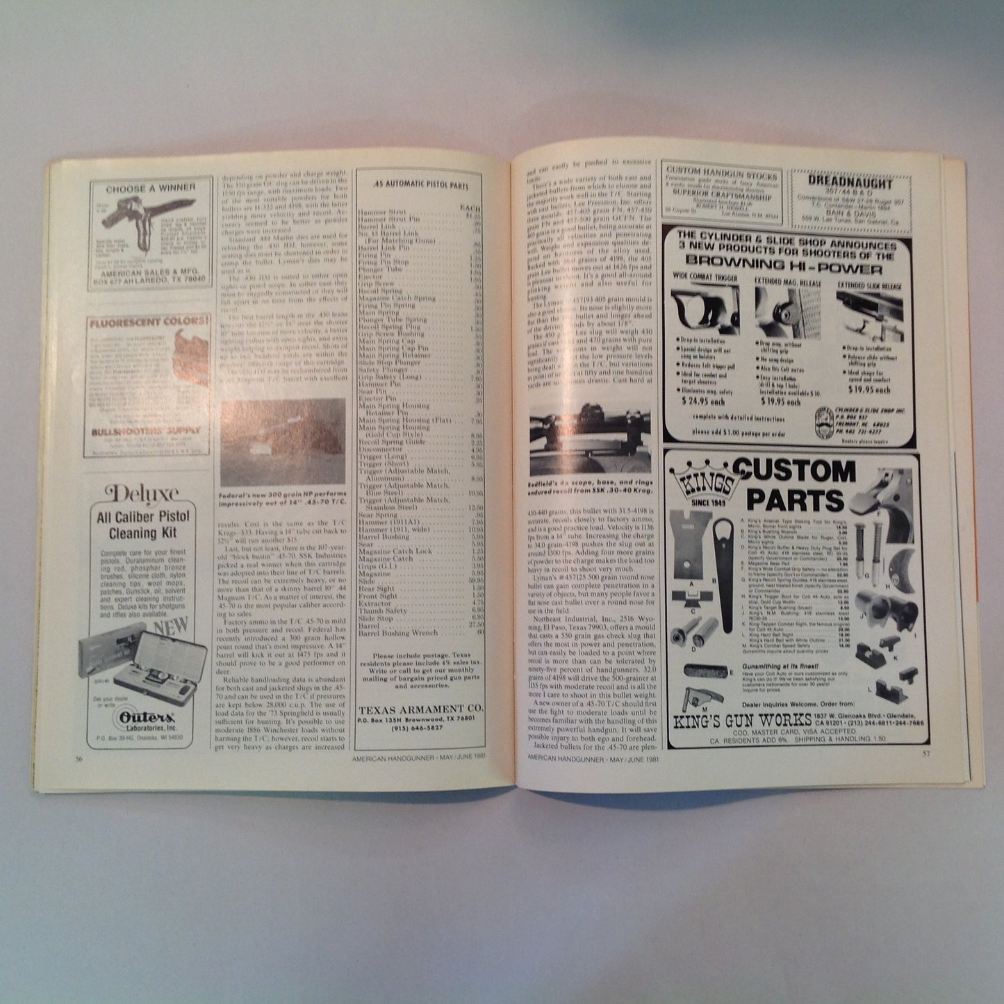 Vintage May/Jun 1981 American Handgunner Magazine SSK Big Bore Macho Magnums Rimfires Shooting Crooked Today's Handgun Ammo