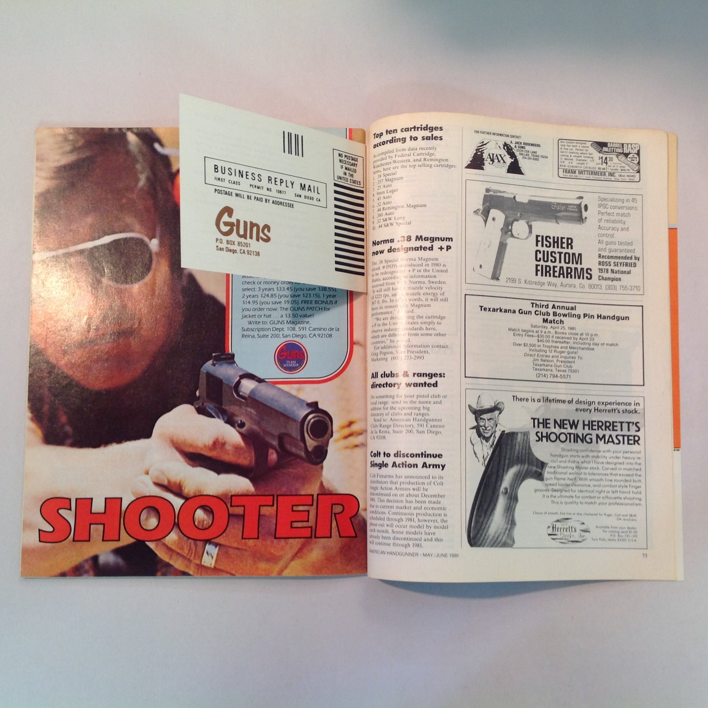 Vintage May/Jun 1981 American Handgunner Magazine SSK Big Bore Macho Magnums Rimfires Shooting Crooked Today's Handgun Ammo