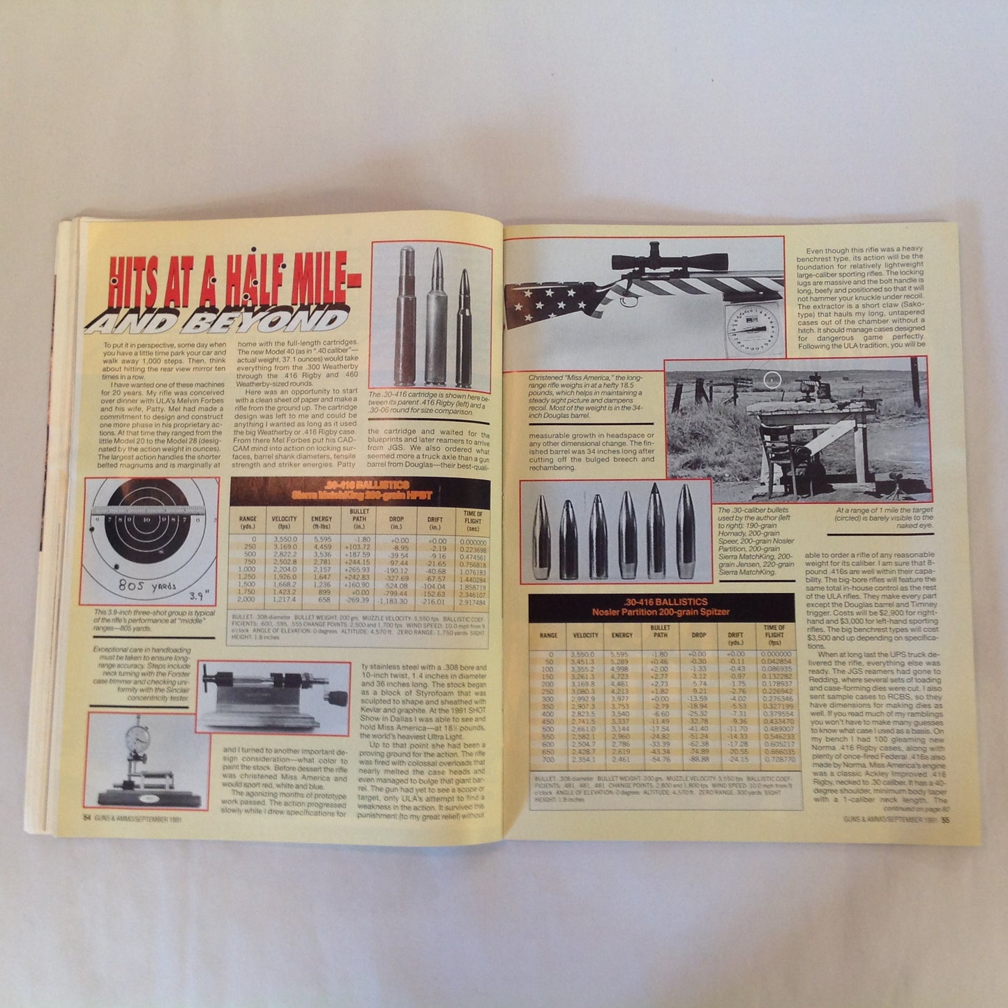 Vintage Sep 1991 Guns & Ammo Magazine Top 1 Handguns Rifles Cartridges of the 20th Century