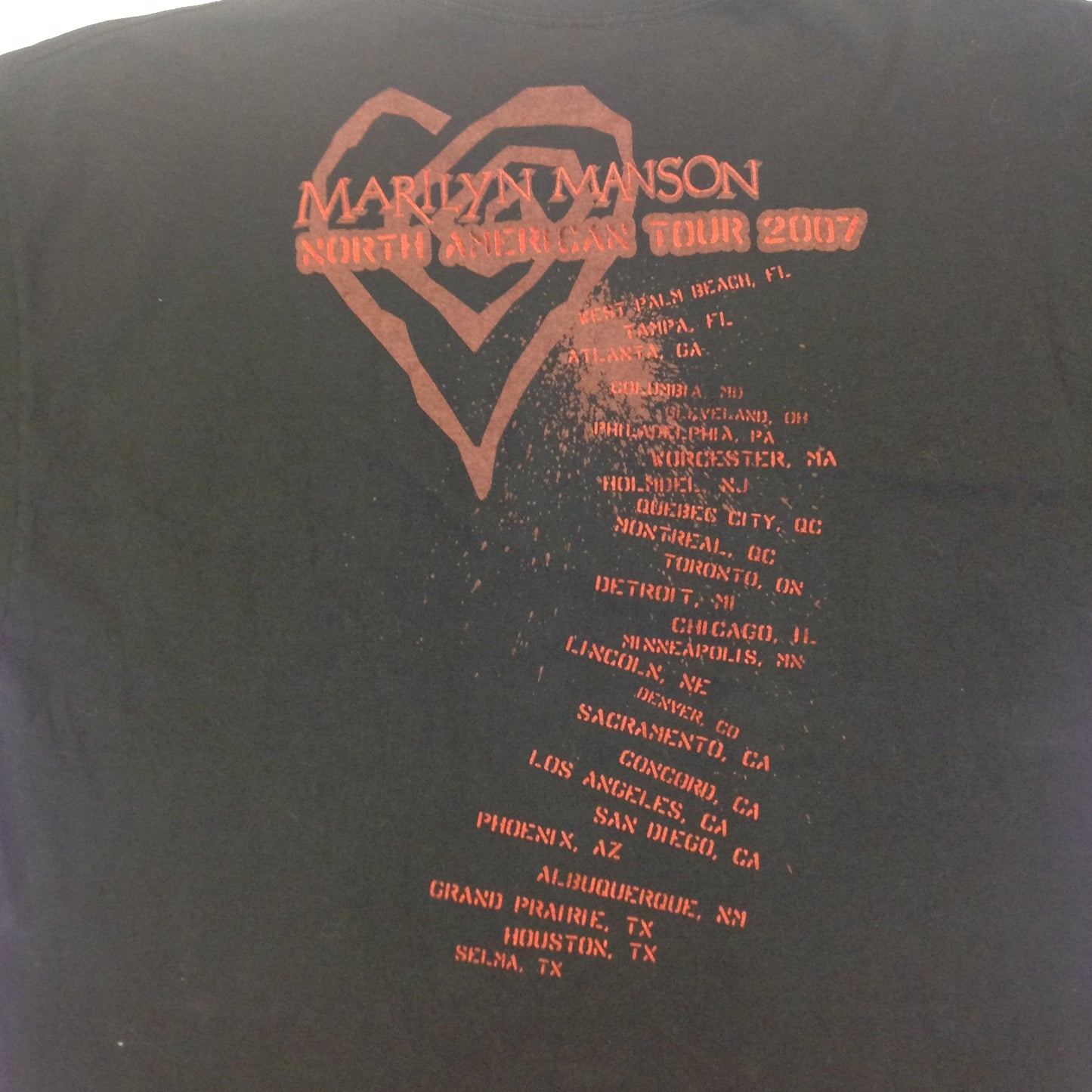 2007 Marilyn Manson North American Tour Black 2XL Short Sleeve Logo T-Shirt