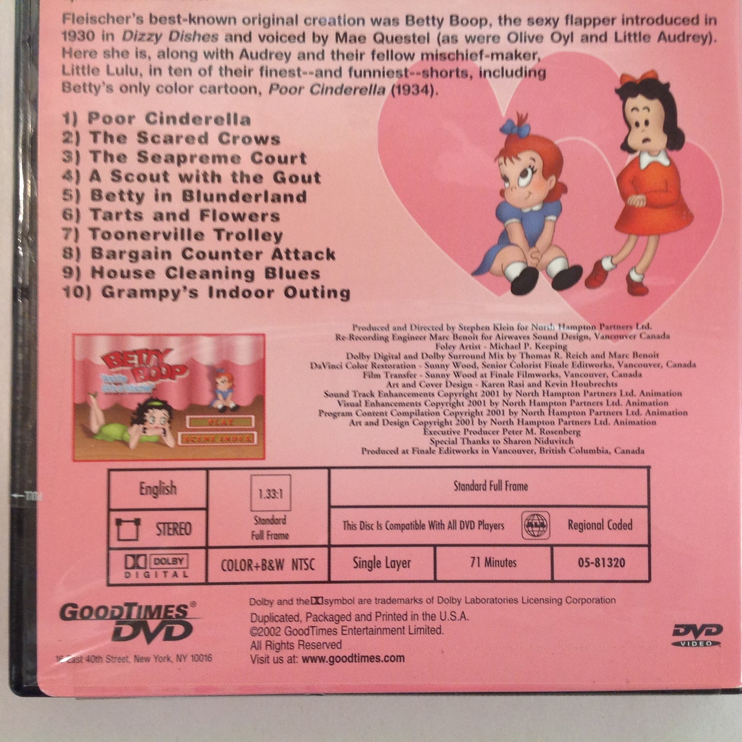 Vintage 2002-04 2Pc DVD Betty Boop/Betty Boop "And the Girls of Mischief" Sealed