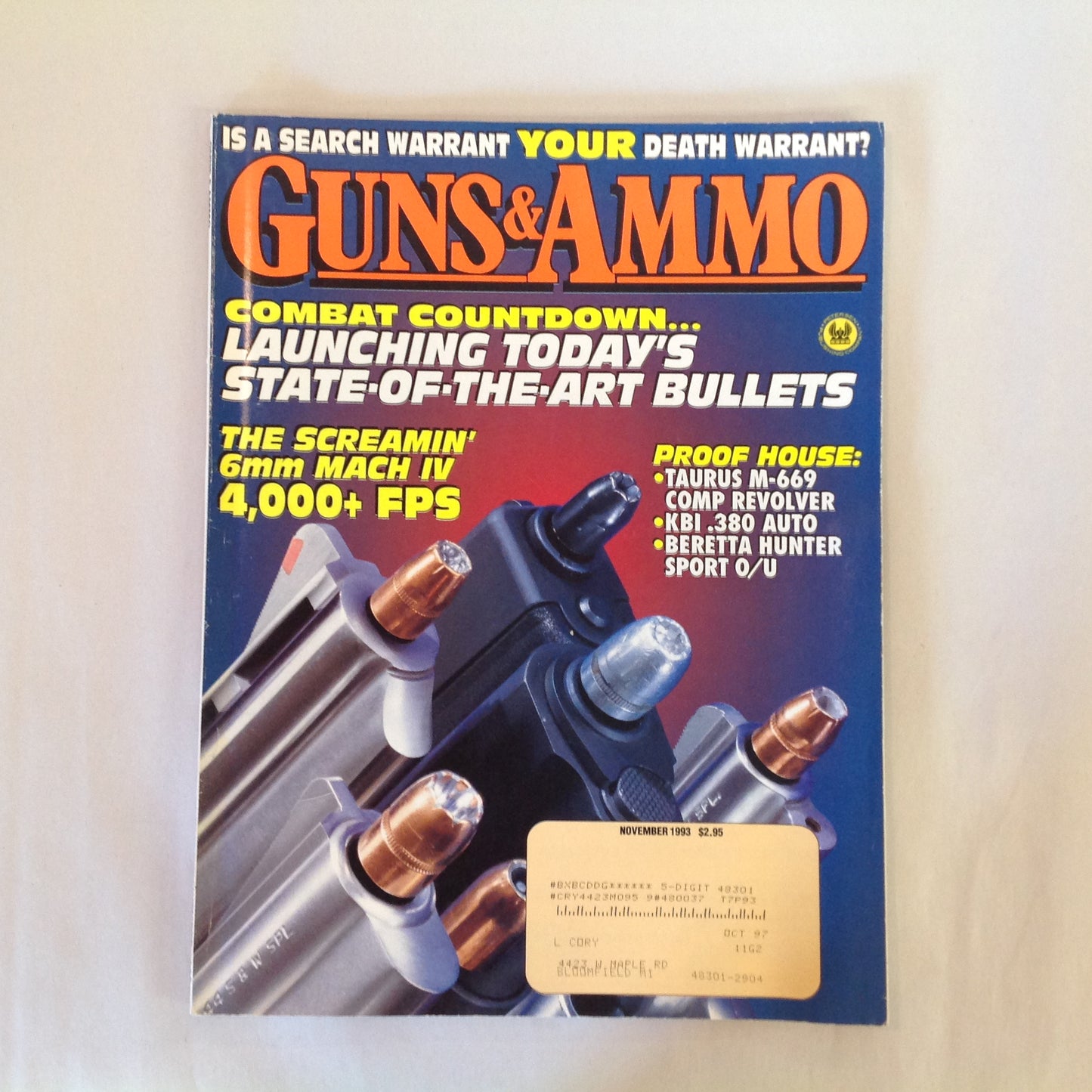 Vintage Nov 1993 Guns & Ammo Magazine Combat Countdown