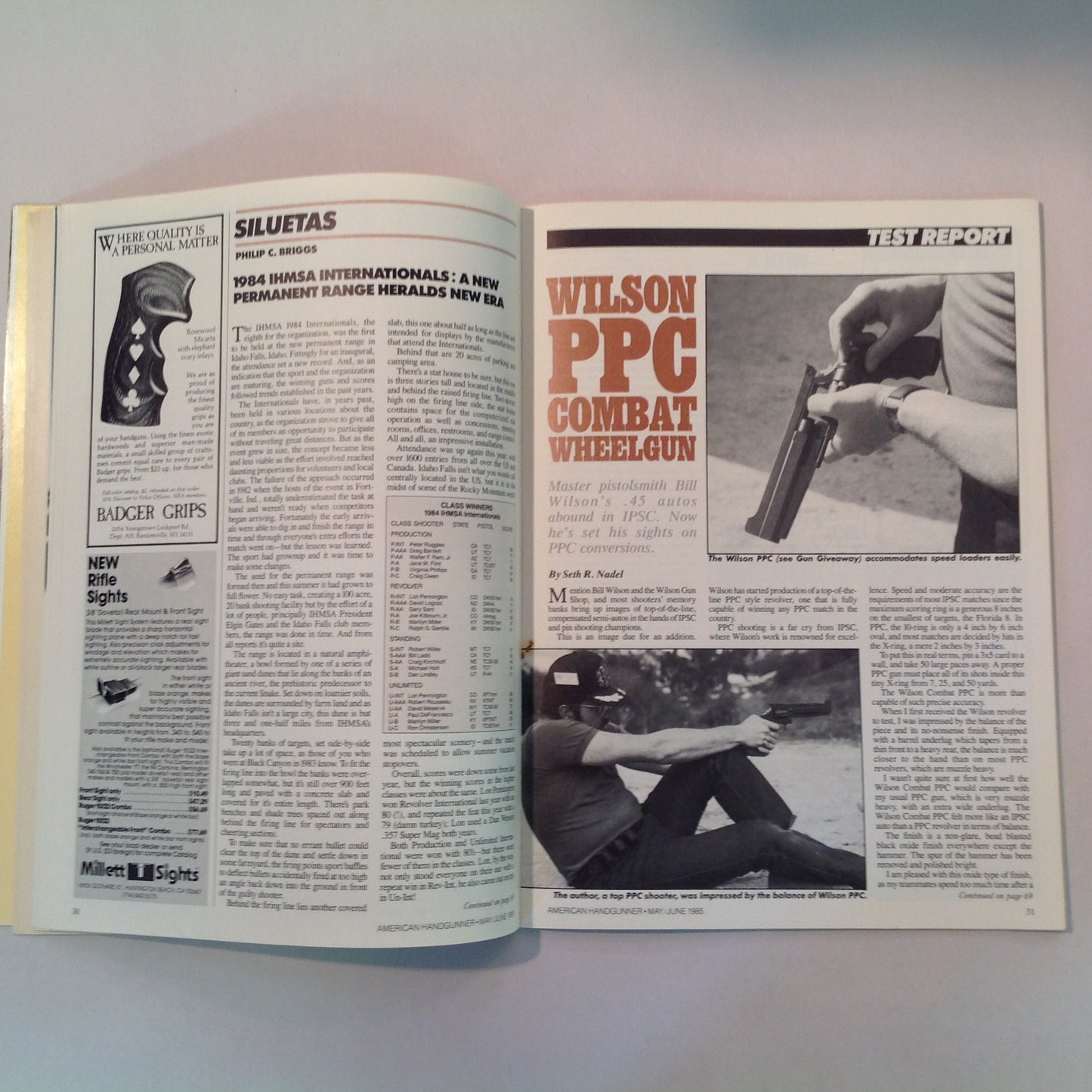 Vintage May/Jun 1985 American Handgunner Magazine Mentality of Gun Fights Competition Issue Dallas Cowboy Cheerleader Wins Big!