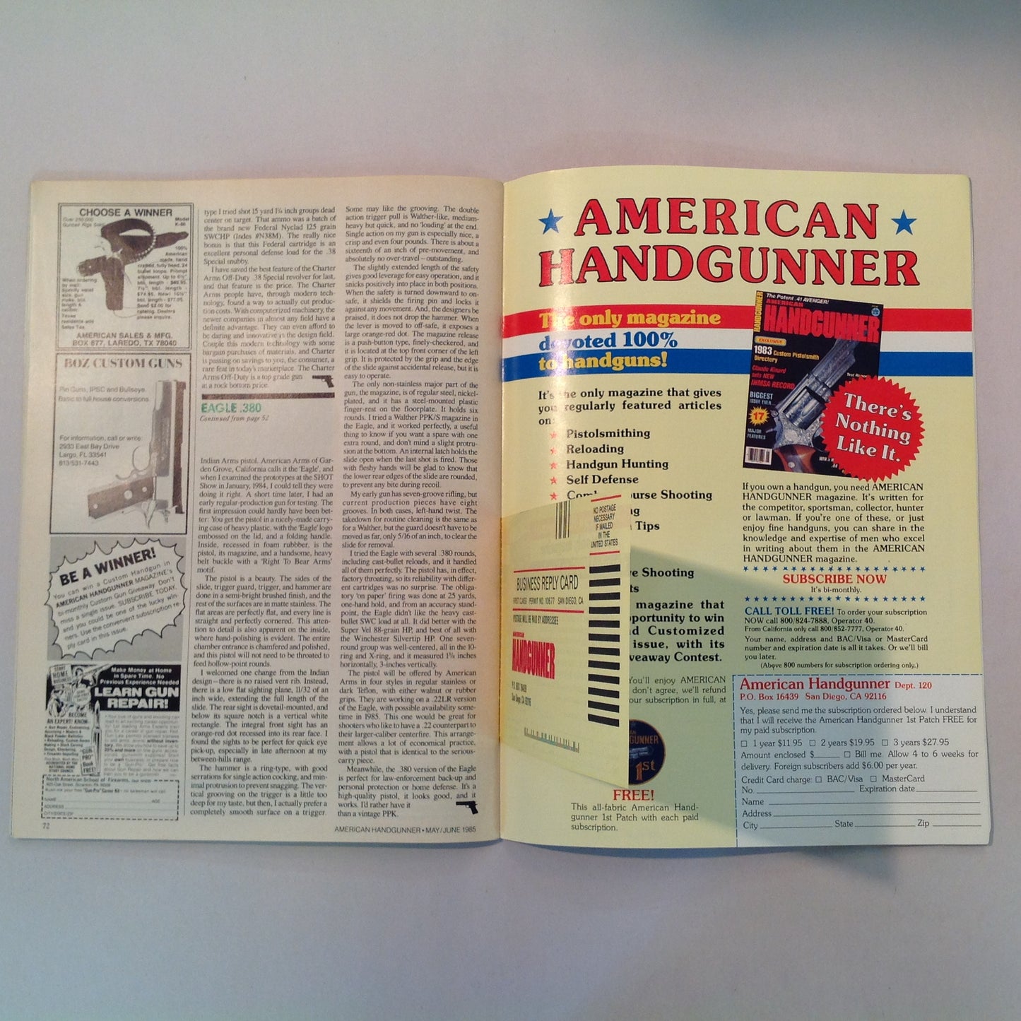 Vintage May/Jun 1985 American Handgunner Magazine Mentality of Gun Fights Competition Issue Dallas Cowboy Cheerleader Wins Big!