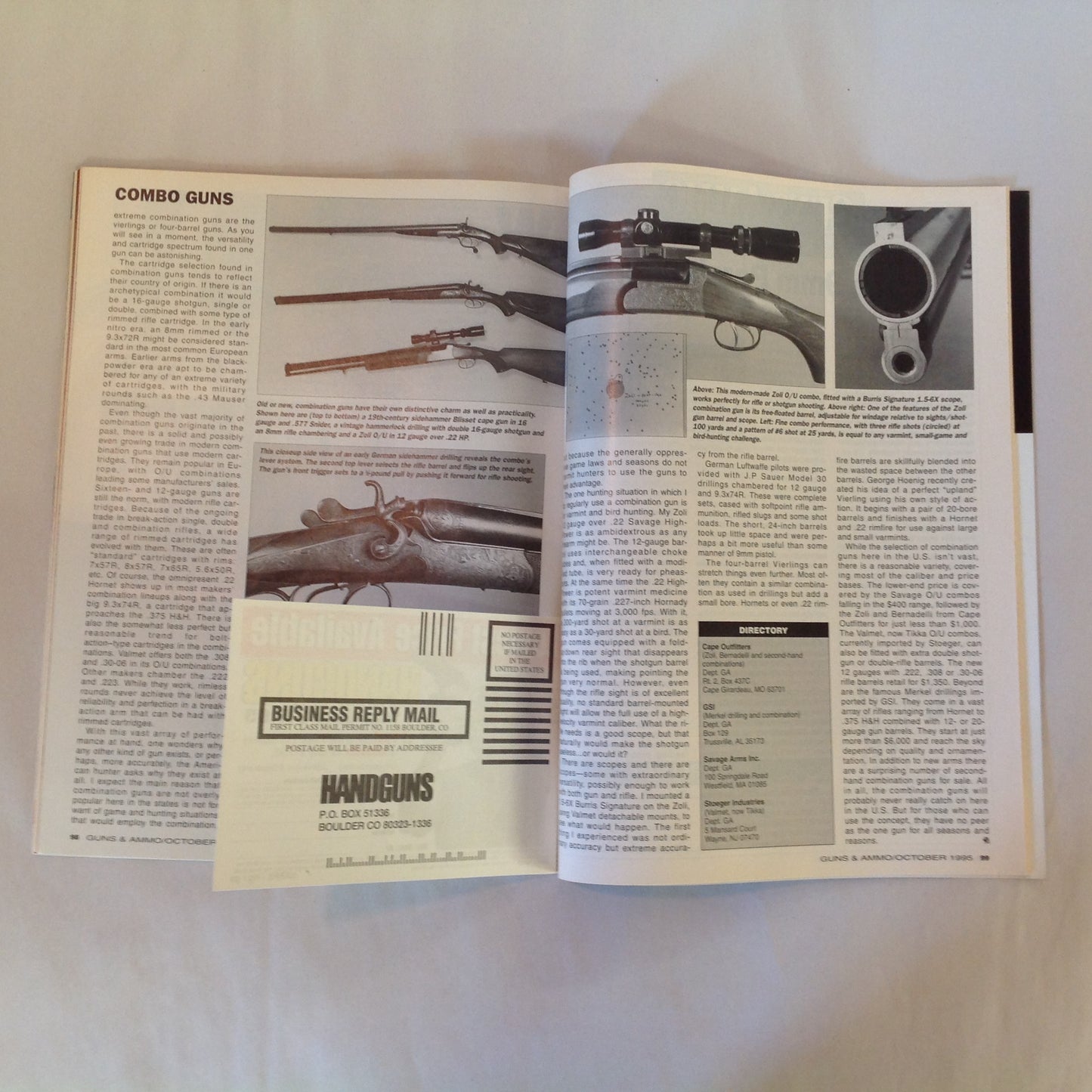 Vintage Oct 1995 Guns & Ammo Magazine Special Handgun Issue