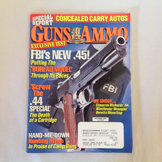 Vintage Oct 1998 Guns & Ammo Magazine 40th Anniversary Exclusive Test FBI's New .45
