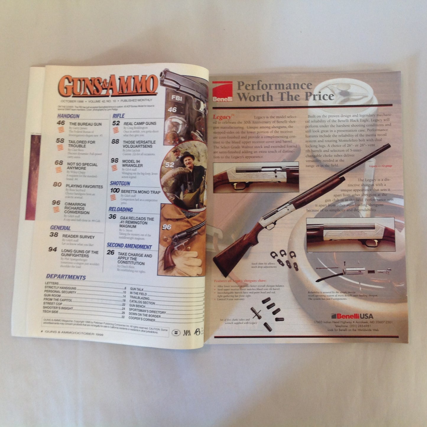 Vintage Oct 1998 Guns & Ammo Magazine 40th Anniversary Exclusive Test FBI's New .45