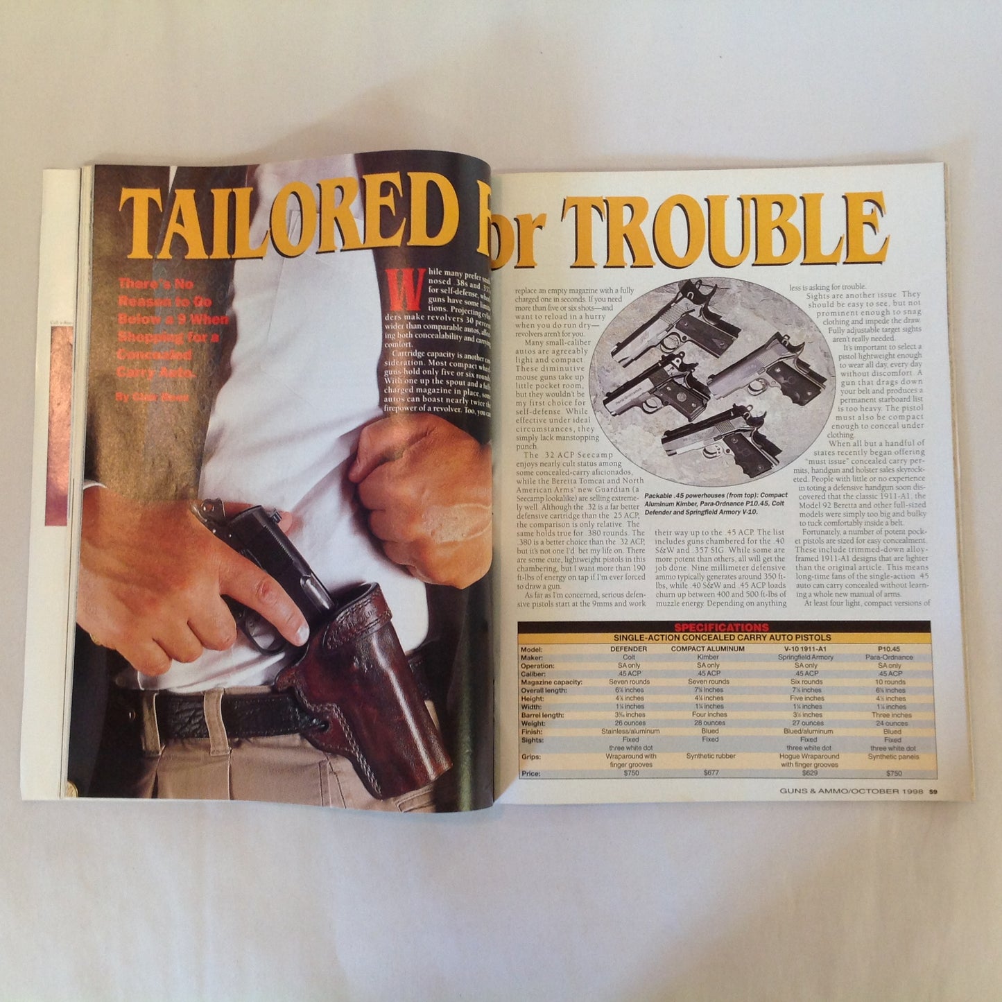 Vintage Oct 1998 Guns & Ammo Magazine 40th Anniversary Exclusive Test FBI's New .45