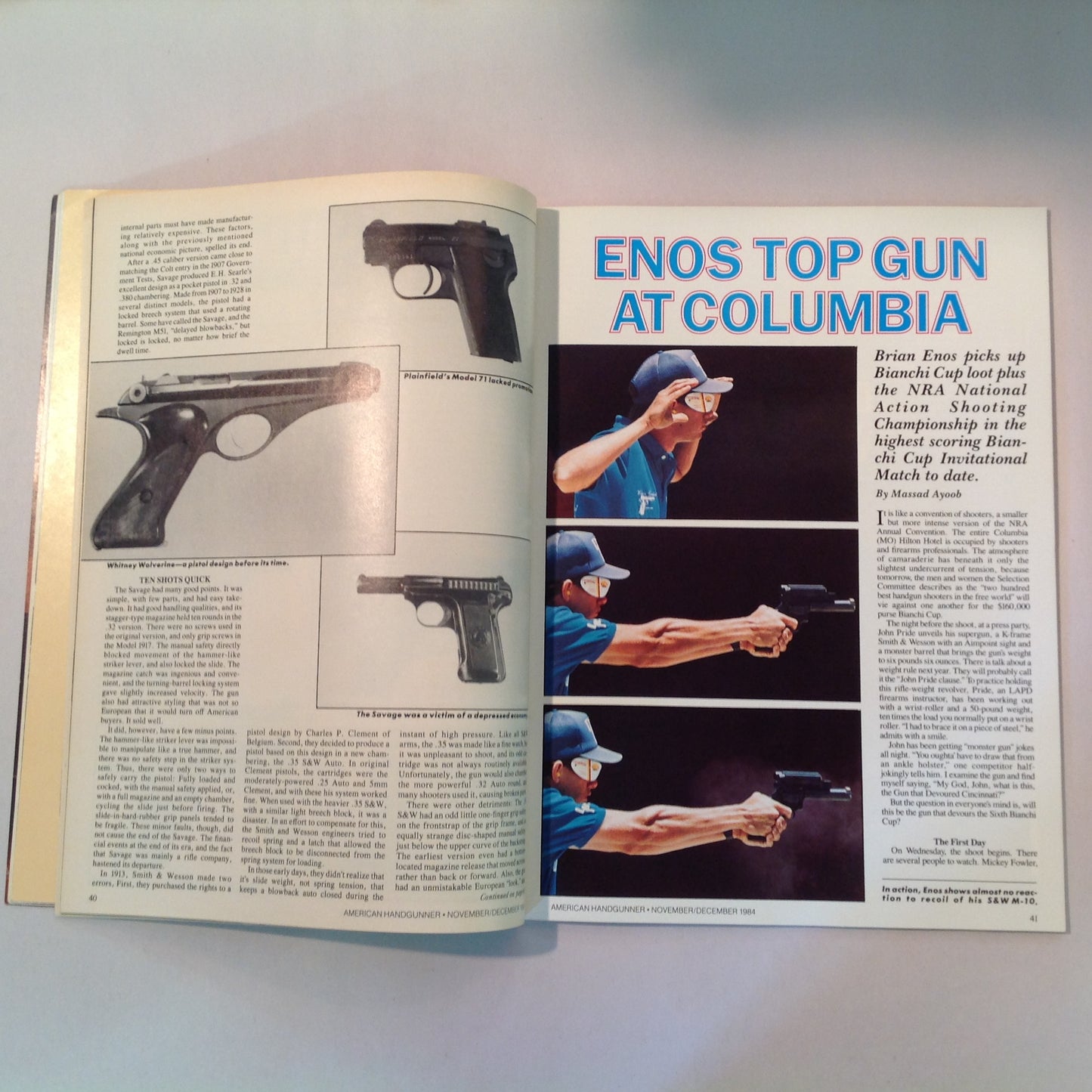 Vintage Nov/Dec 1984 American Handgunner Magazine .38 Super Today Bianchi Cup VI Full House .45 Auto Pistols That Didn't Make It