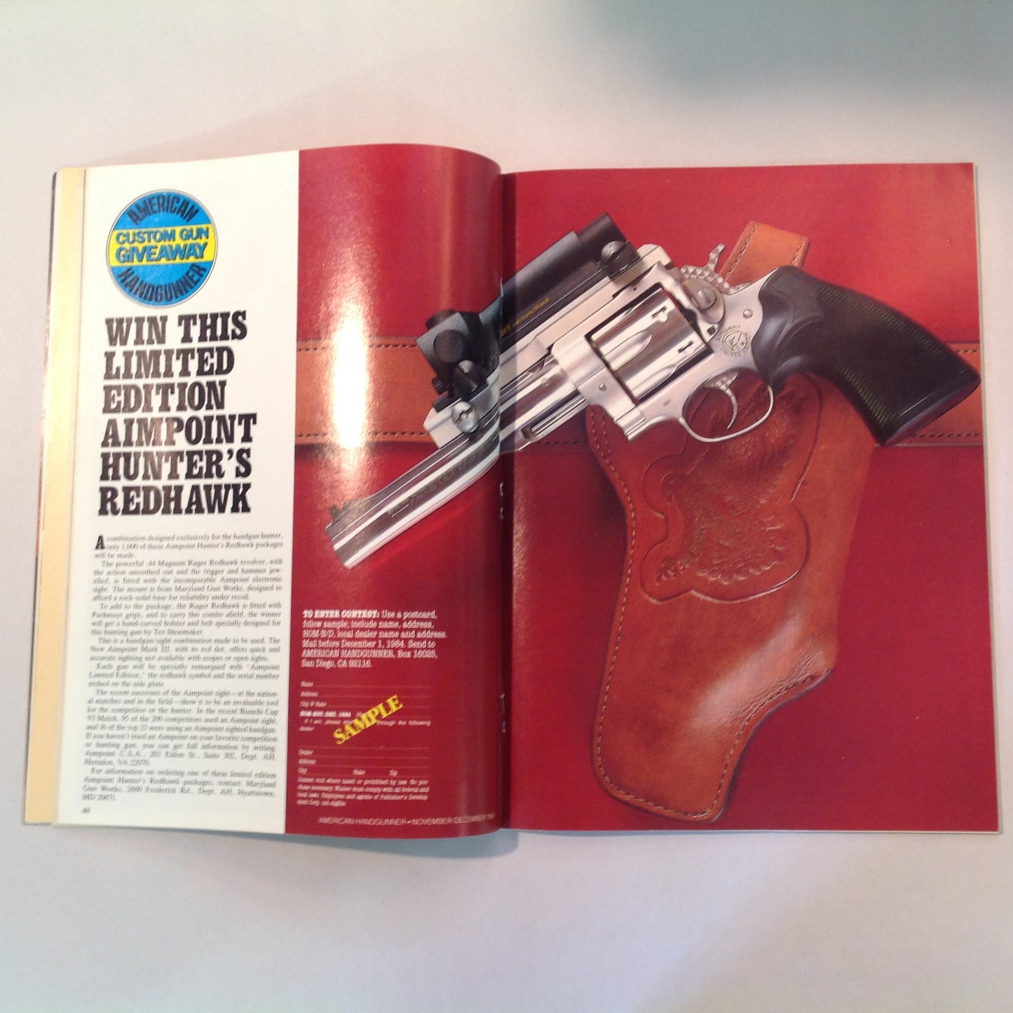 Vintage Nov/Dec 1984 American Handgunner Magazine .38 Super Today Bianchi Cup VI Full House .45 Auto Pistols That Didn't Make It