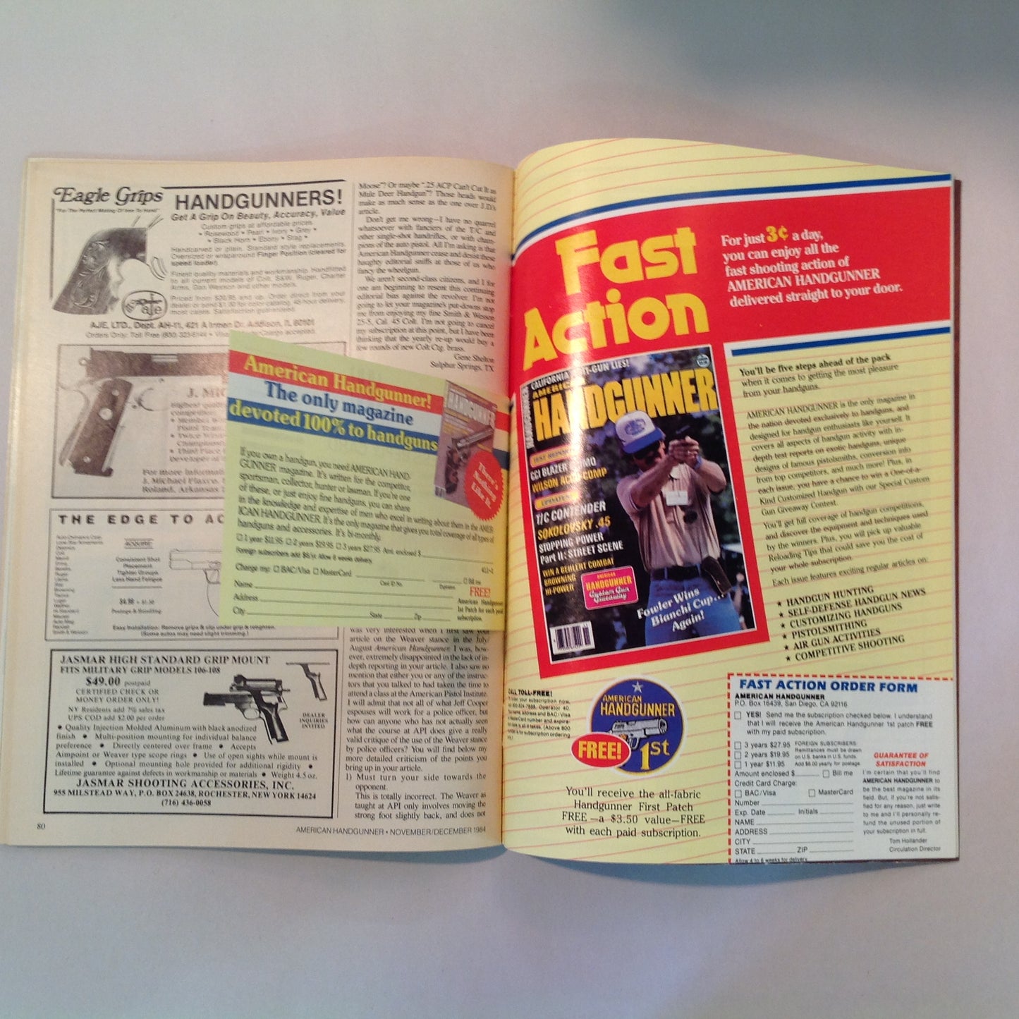 Vintage Nov/Dec 1984 American Handgunner Magazine .38 Super Today Bianchi Cup VI Full House .45 Auto Pistols That Didn't Make It