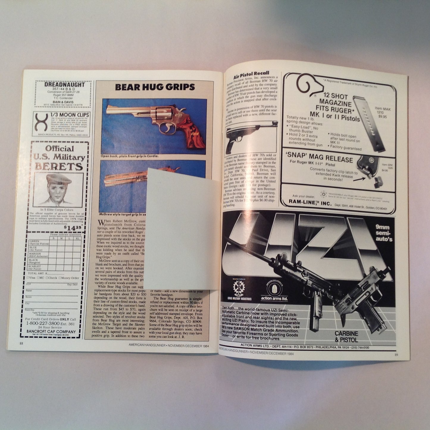 Vintage Nov/Dec 1984 American Handgunner Magazine .38 Super Today Bianchi Cup VI Full House .45 Auto Pistols That Didn't Make It