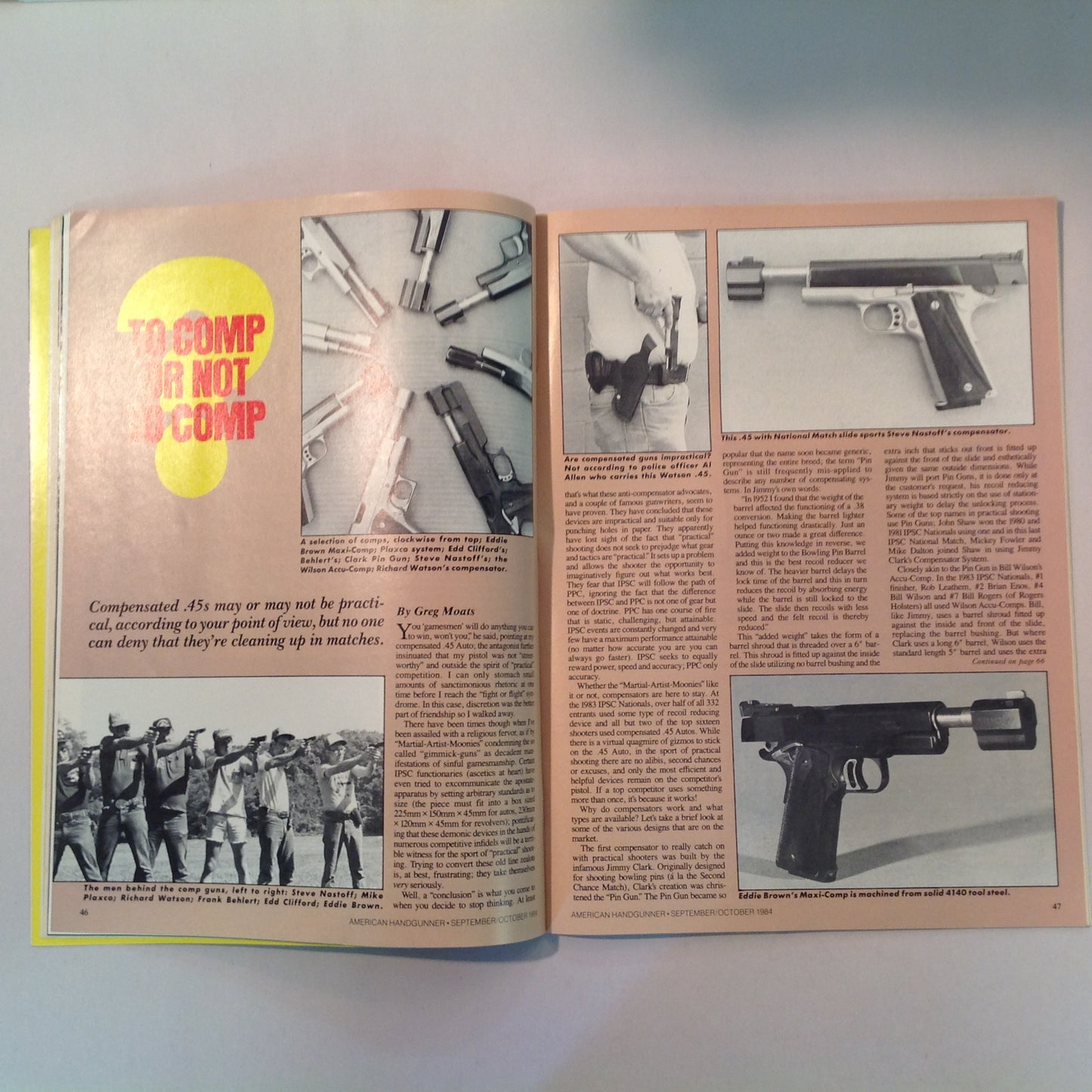 Vintage Sep/Oct 1984 American Handgunner Magazine Nick Pruitt Wins Steel Challenge 1984 Comp Guns Gammon .38 Super Danish Precision: Enter the Agner